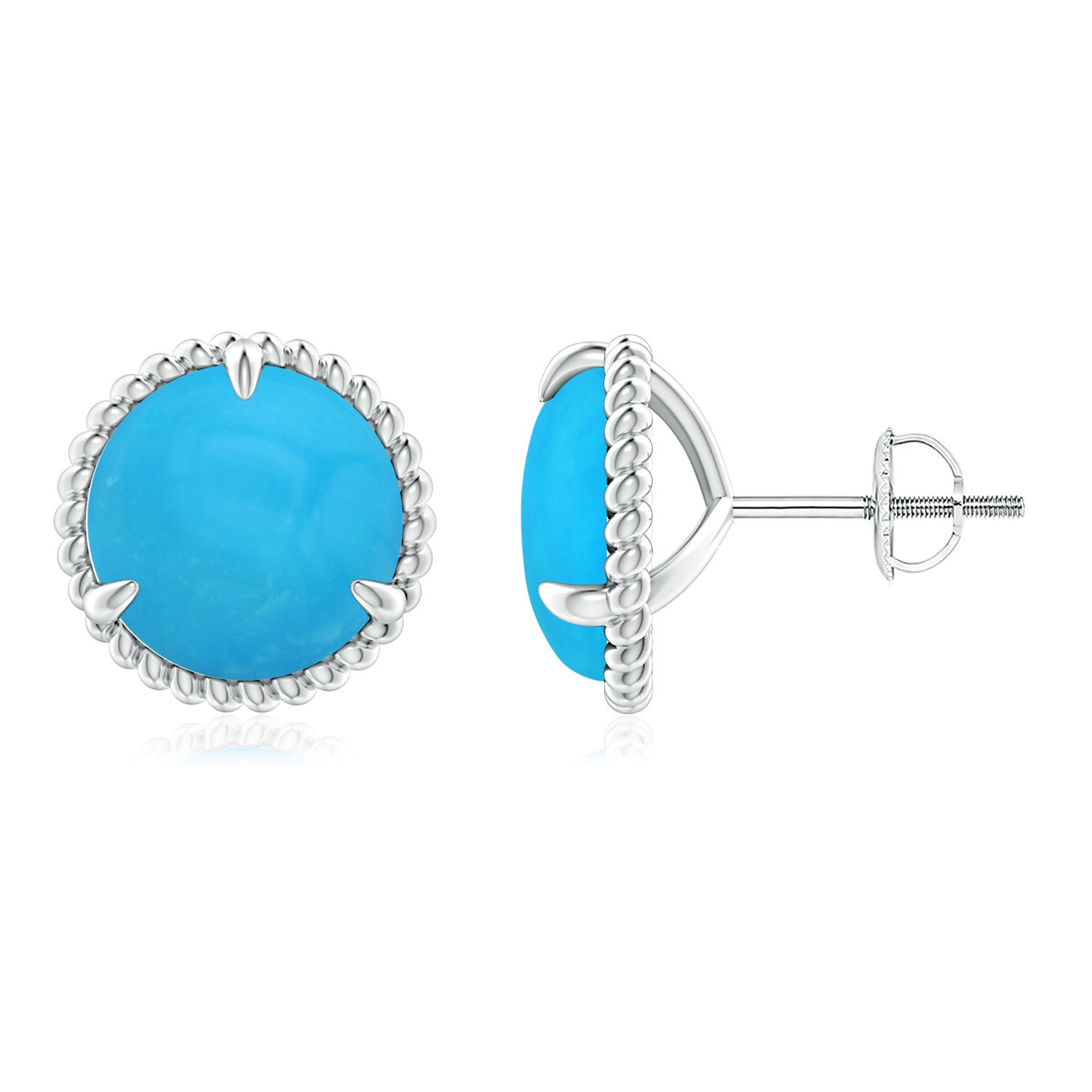 Rope Framed Claw-Set Turquoise Martini Stud Earrings