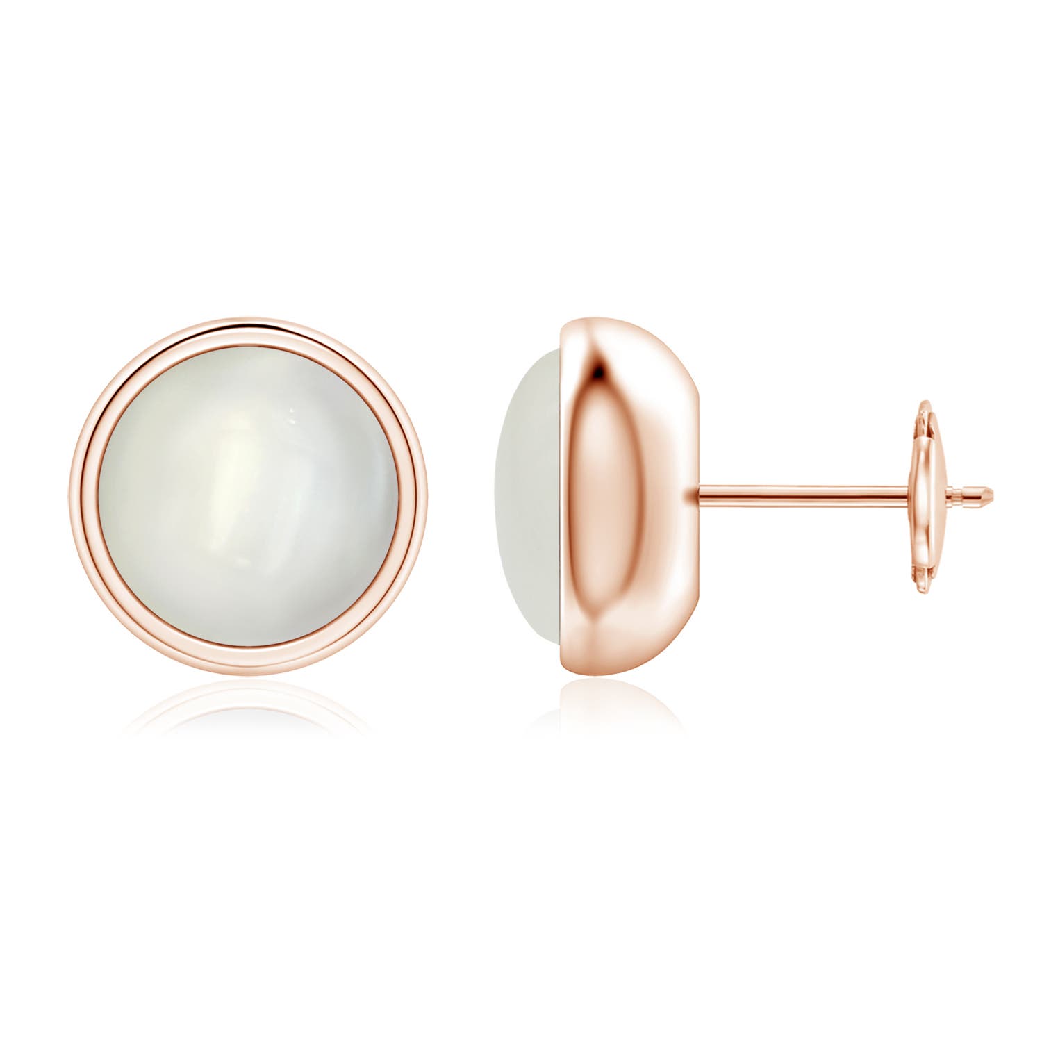 Bezel Set Moonstone Solitaire Stud Earrings
