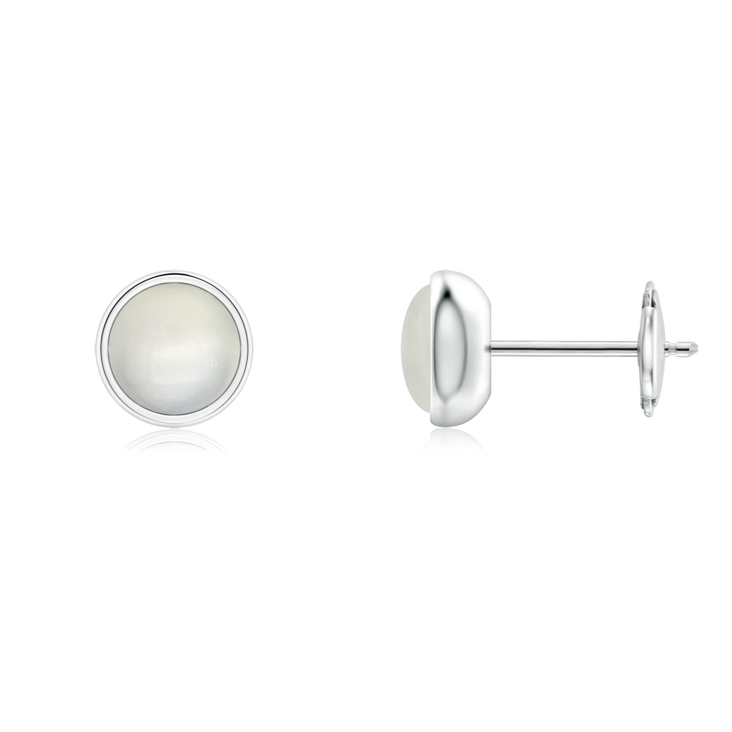 Bezel Set Moonstone Solitaire Stud Earrings