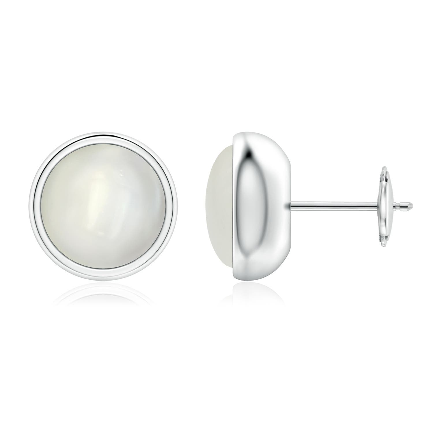 Bezel Set Moonstone Solitaire Stud Earrings