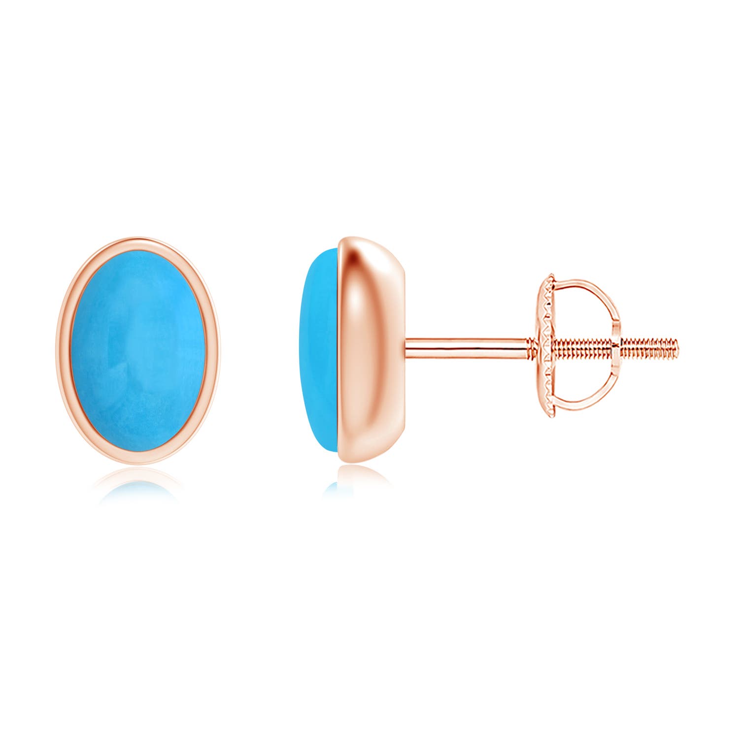 Bezel Set Oval Turquoise Solitaire Stud Earrings