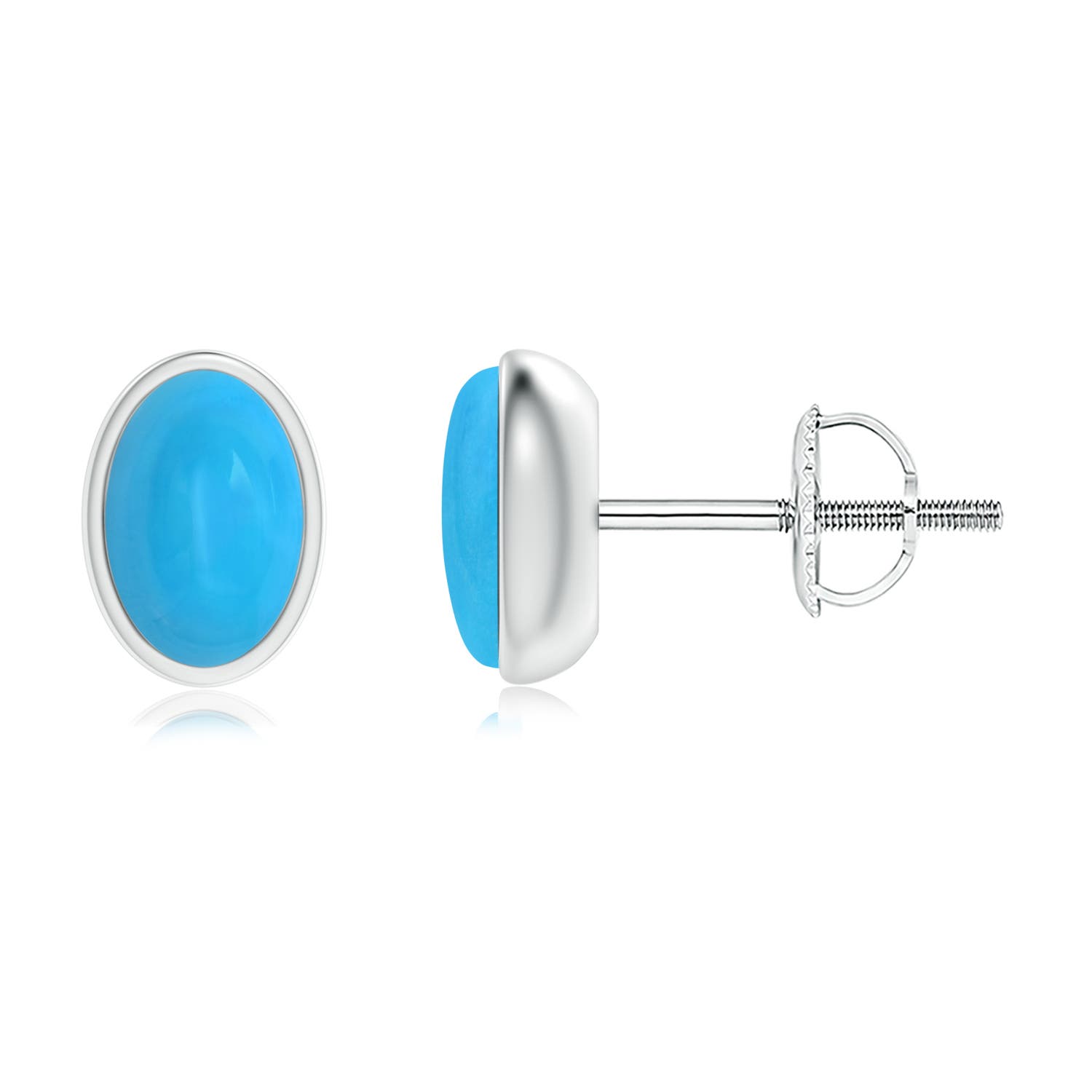 Bezel Set Oval Turquoise Solitaire Stud Earrings