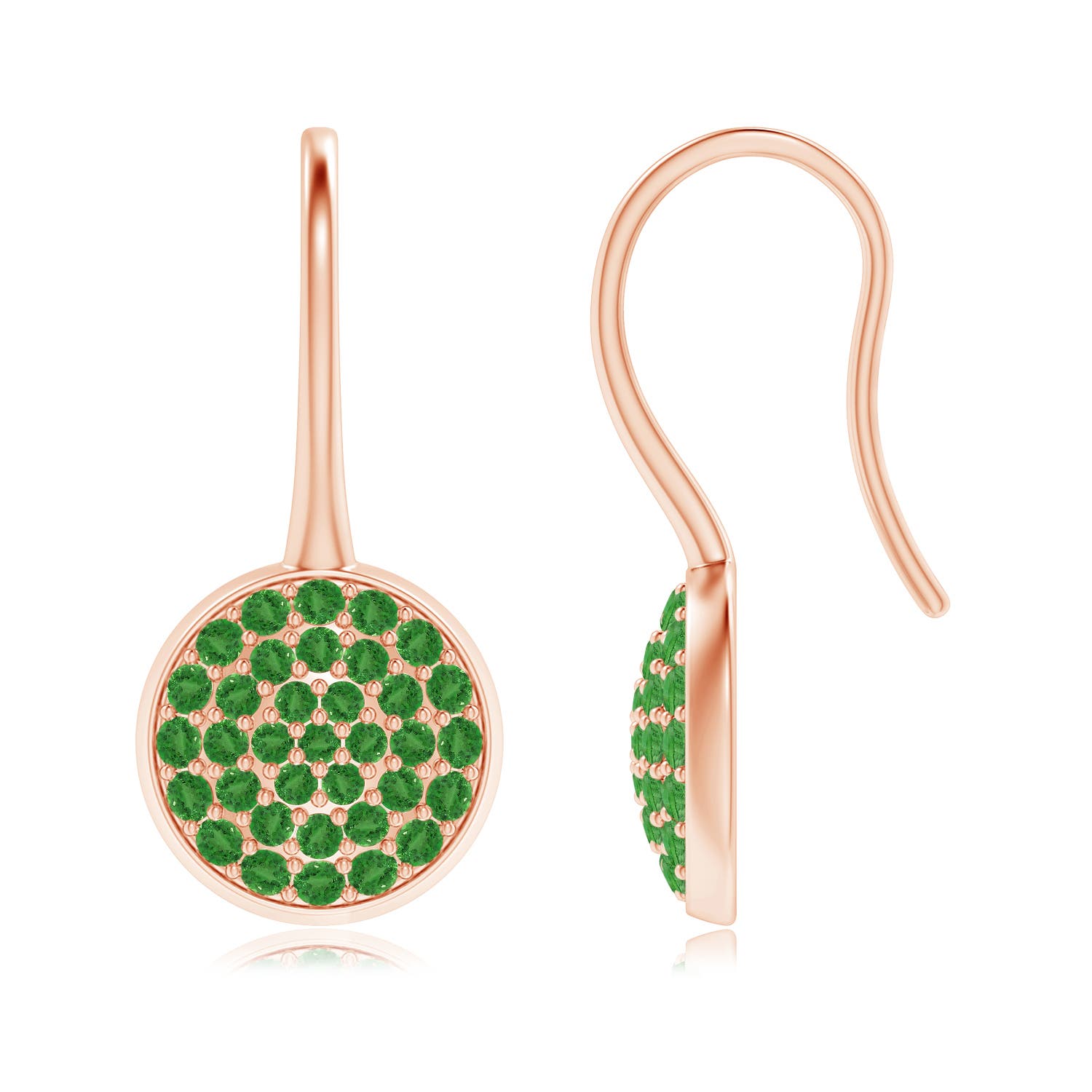Pave Set Tsavorite Circle Earrings with Fish Hook
