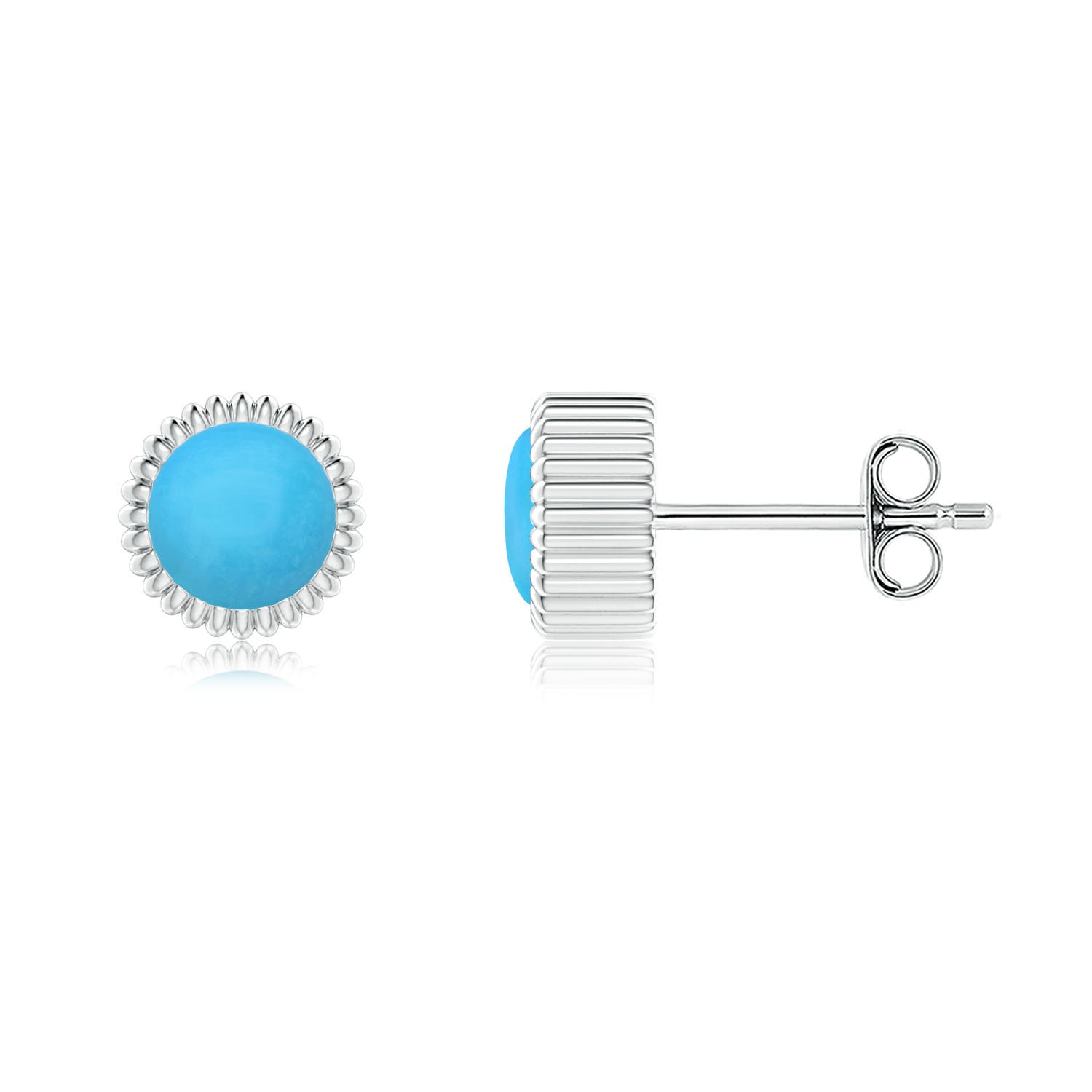 Bezel-Set Solitaire Round Turquoise Beaded Halo Studs