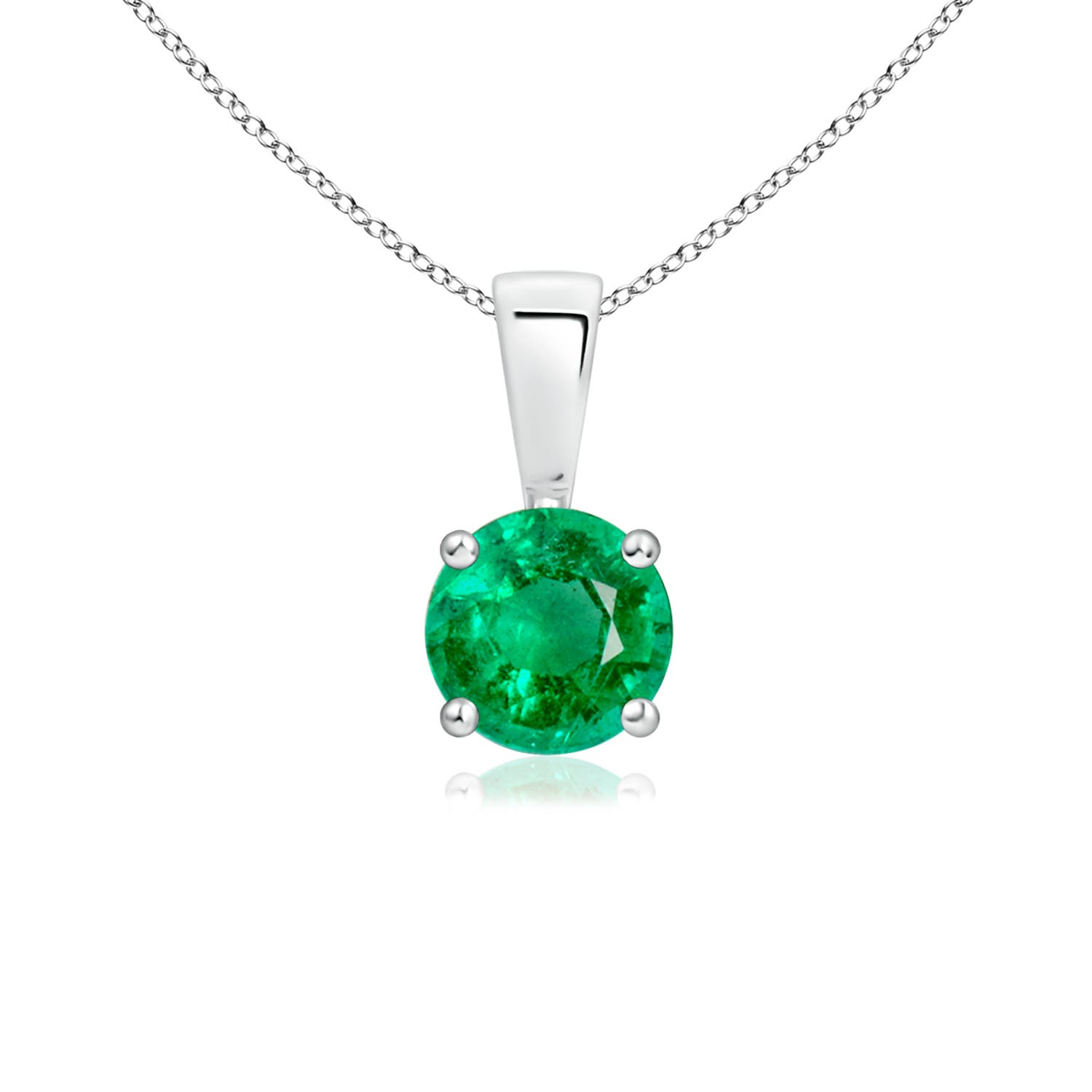 Classic Round Emerald Solitaire Pendant