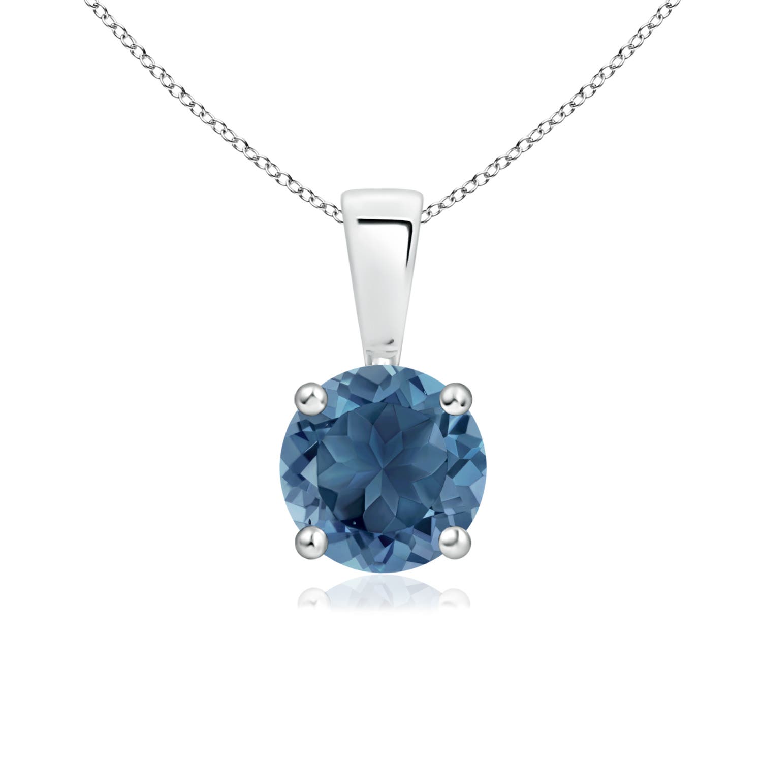 ANGARA Natural London Blue Topaz Solitaire Pendant Necklace in Silver (6mm)