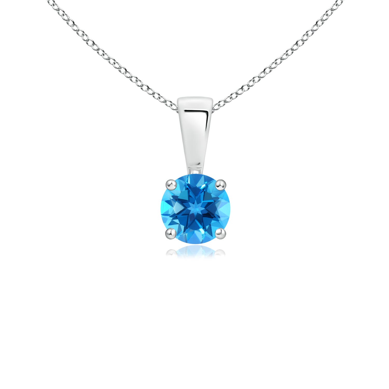 Angara Natural Swiss Blue Topaz Solitaire Pendant Necklace for Women, Girls in Sterling Silver (Grade-AAA | 4mm) December Birthstone Jewelry G並行輸入 ANGARA Natural Swiss Blue Topaz Earrings for Women | Solitaire