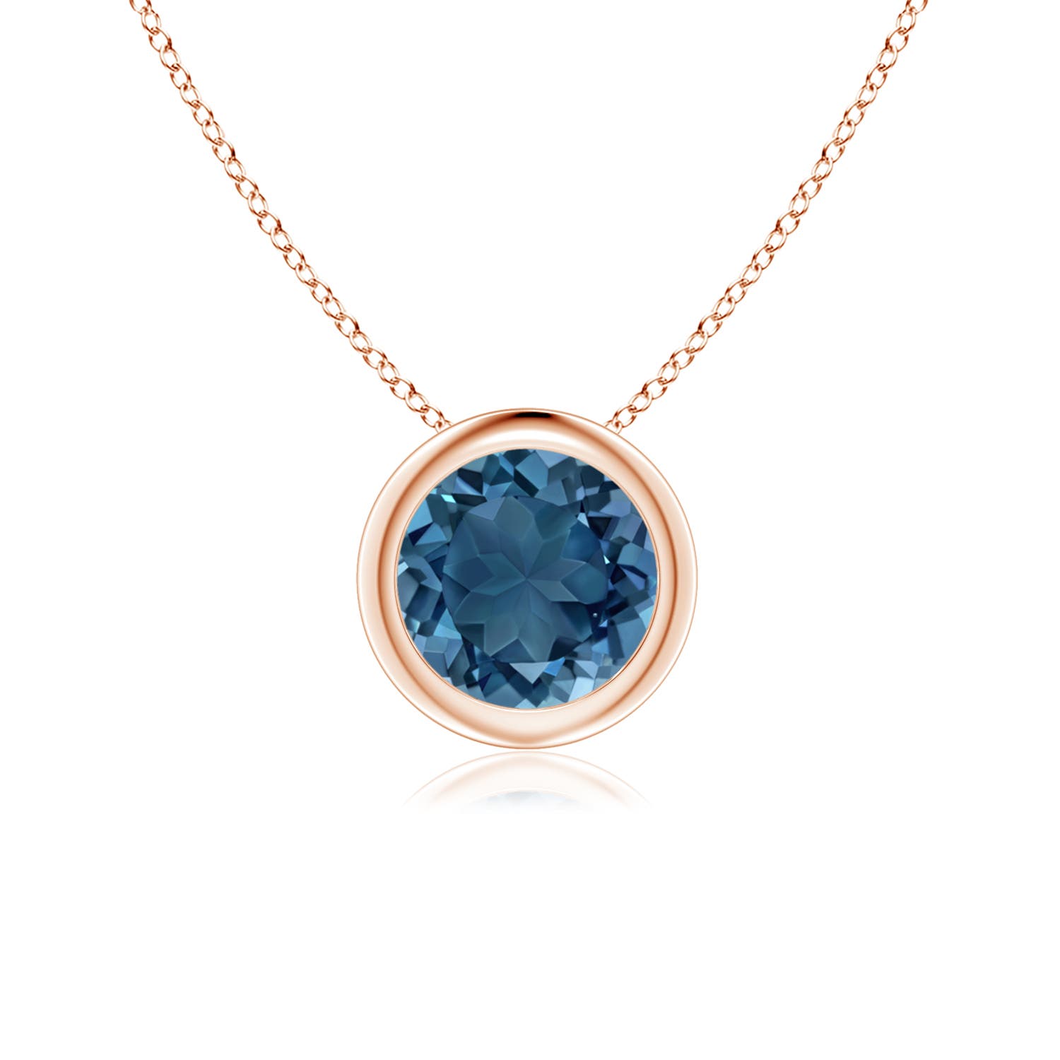 0.95 Ct London Blue Topaz Round Shape Pendant Necklace in 14K Solid Gold (AA)