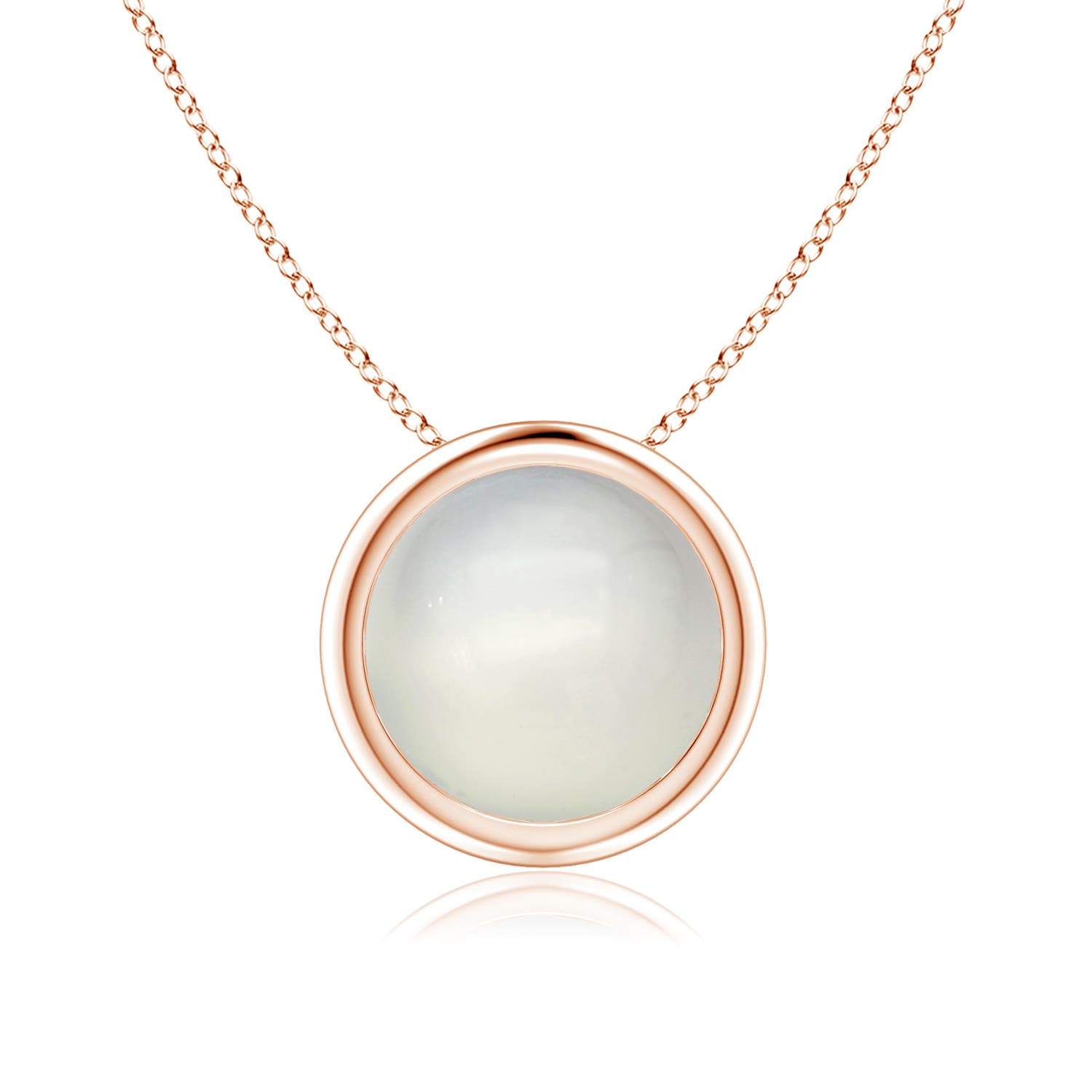 Bezel-Set Round Moonstone Solitaire Pendant