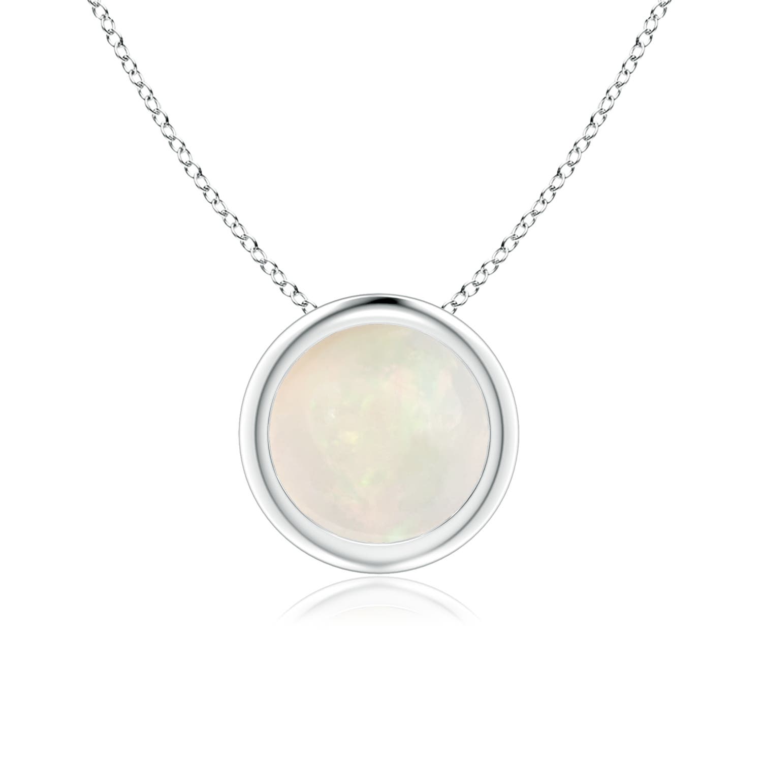 ANGARA 0.75 Ct Natural Opal Round Shape Pendant Necklace in Sterling Silver