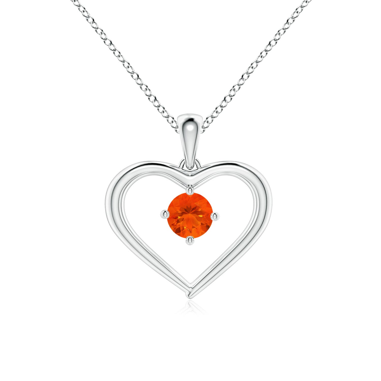 割引購入 Opal Fire Round Solitaire Open O Fire (4mm Silver in Necklace Pendant Heart ネックレス、ペンダント Solitaire Round Fire Opal Open Heart Pendant Necklace in Silver/Gold/Platinum | eBay