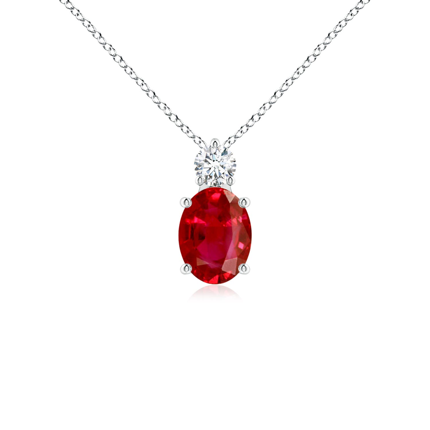 Oval Ruby Solitaire Pendant with 
