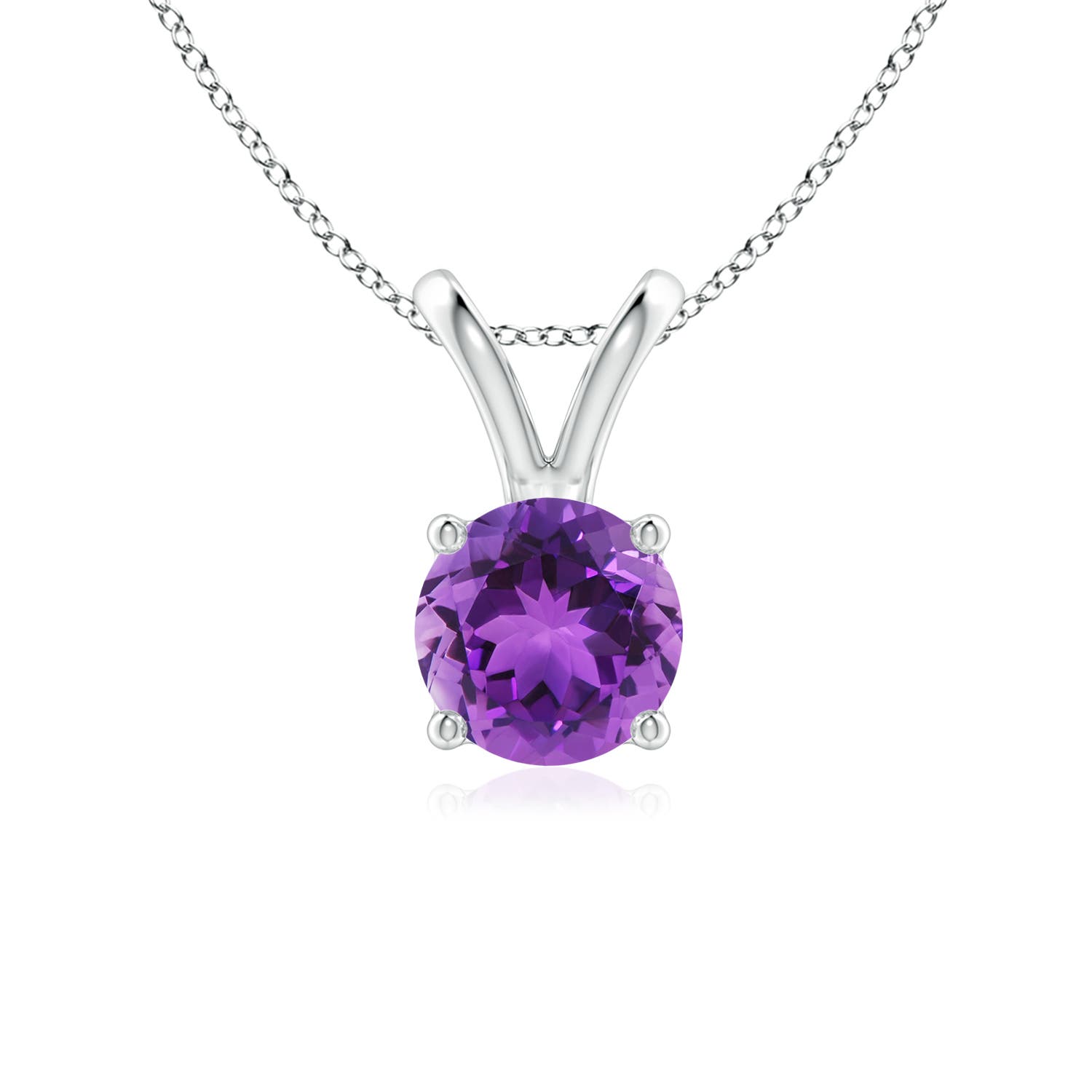V Bale Round Amethyst Solitaire Pendant Angara
