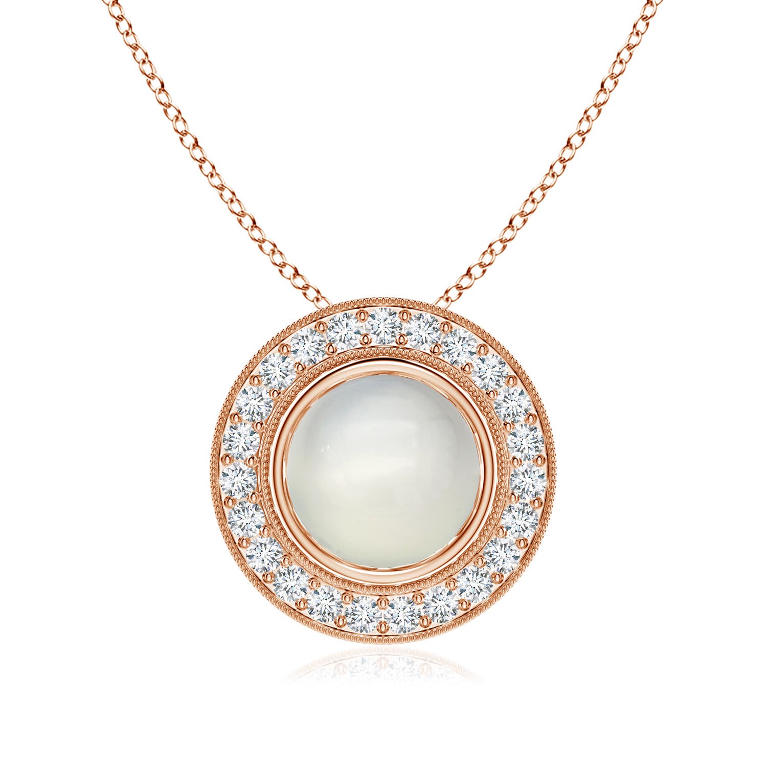Bezel-Set Moonstone Pendant with Diamond Halo