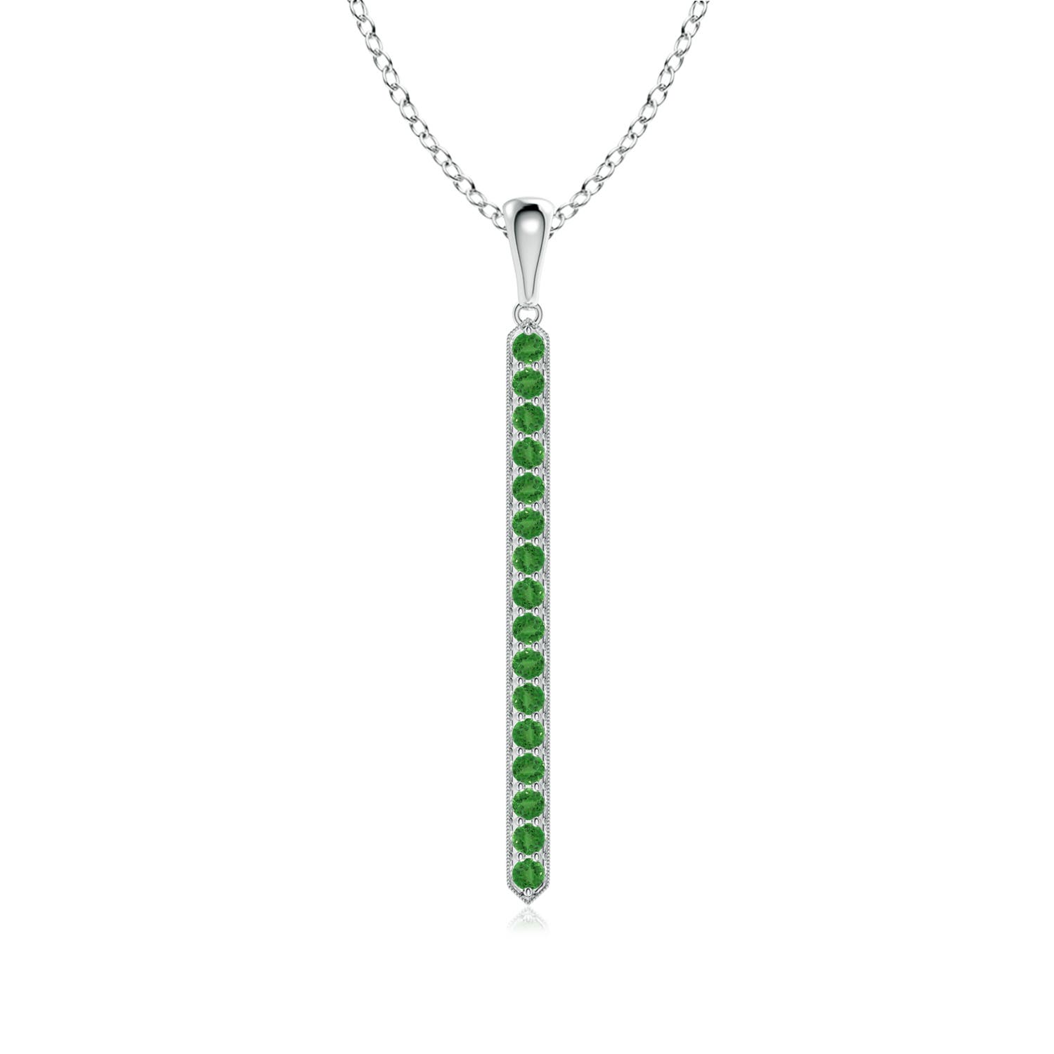 Pave-Set Tsavorite Bar Pendant with Milgrain