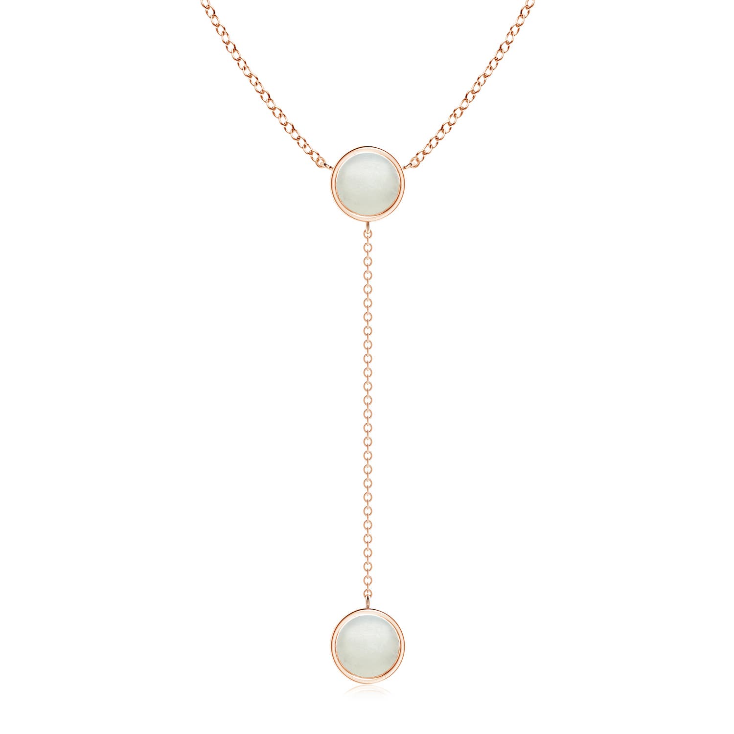 Bezel-Set Round Moonstone Lariat Style Necklace