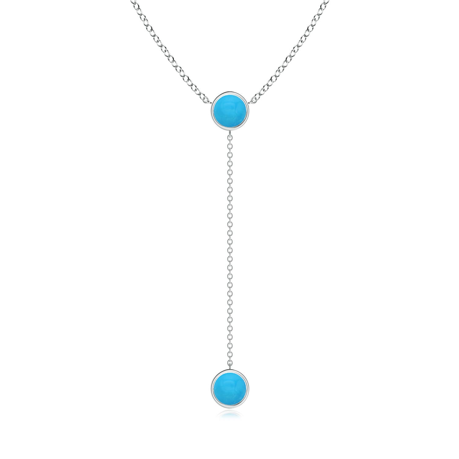 Bezel-Set Round Turquoise Lariat Style Necklace