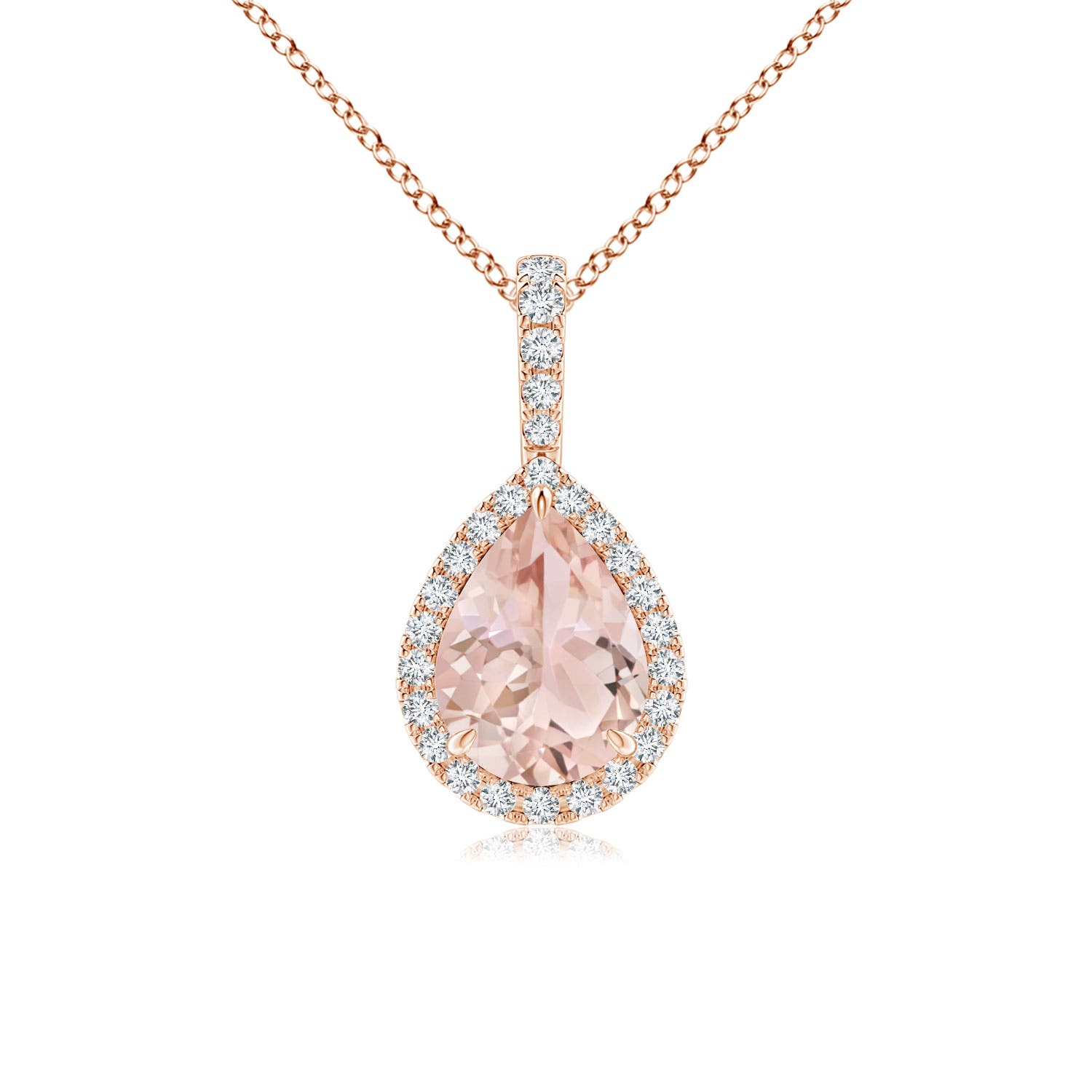 Morganite Teardrop Pendant with Diamond 