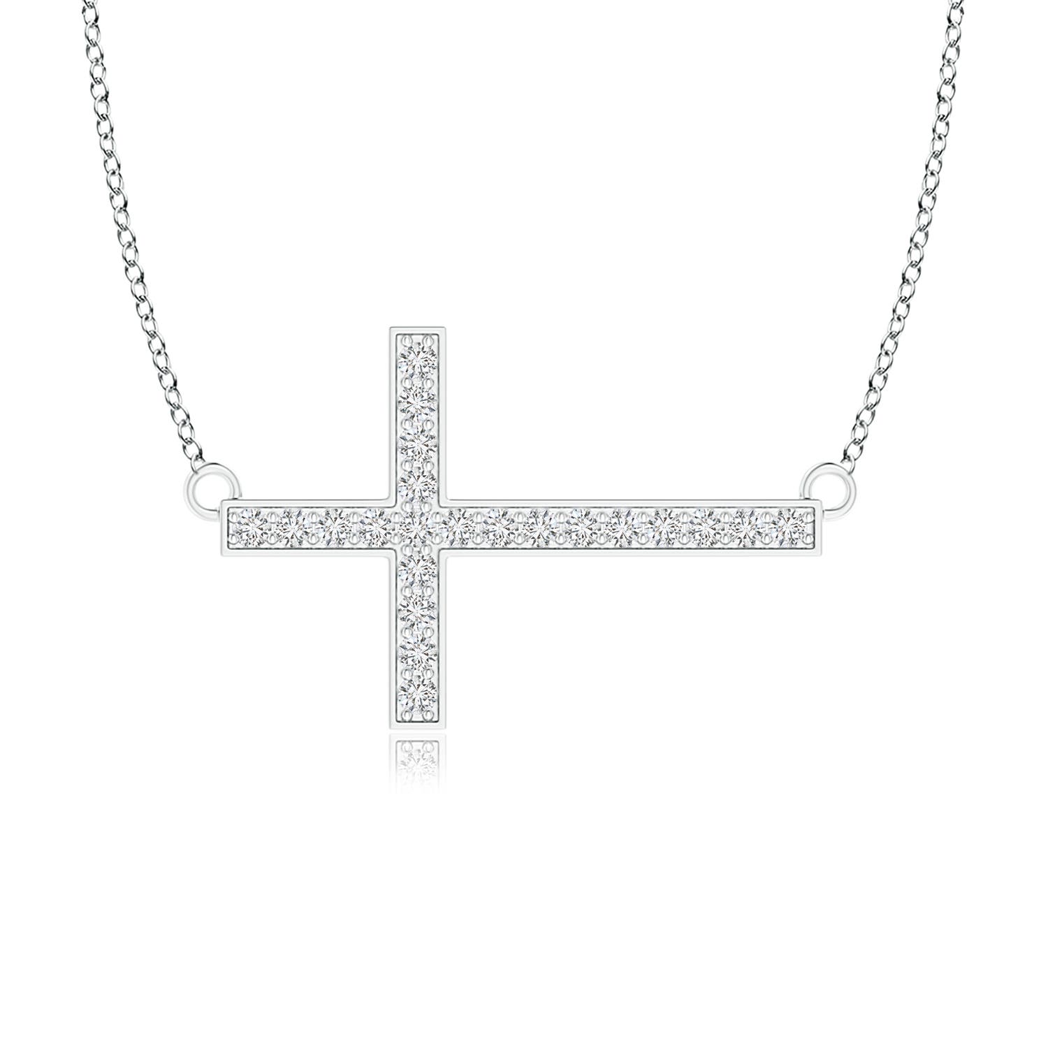 Classic Diamond Sideways Cross Necklace 