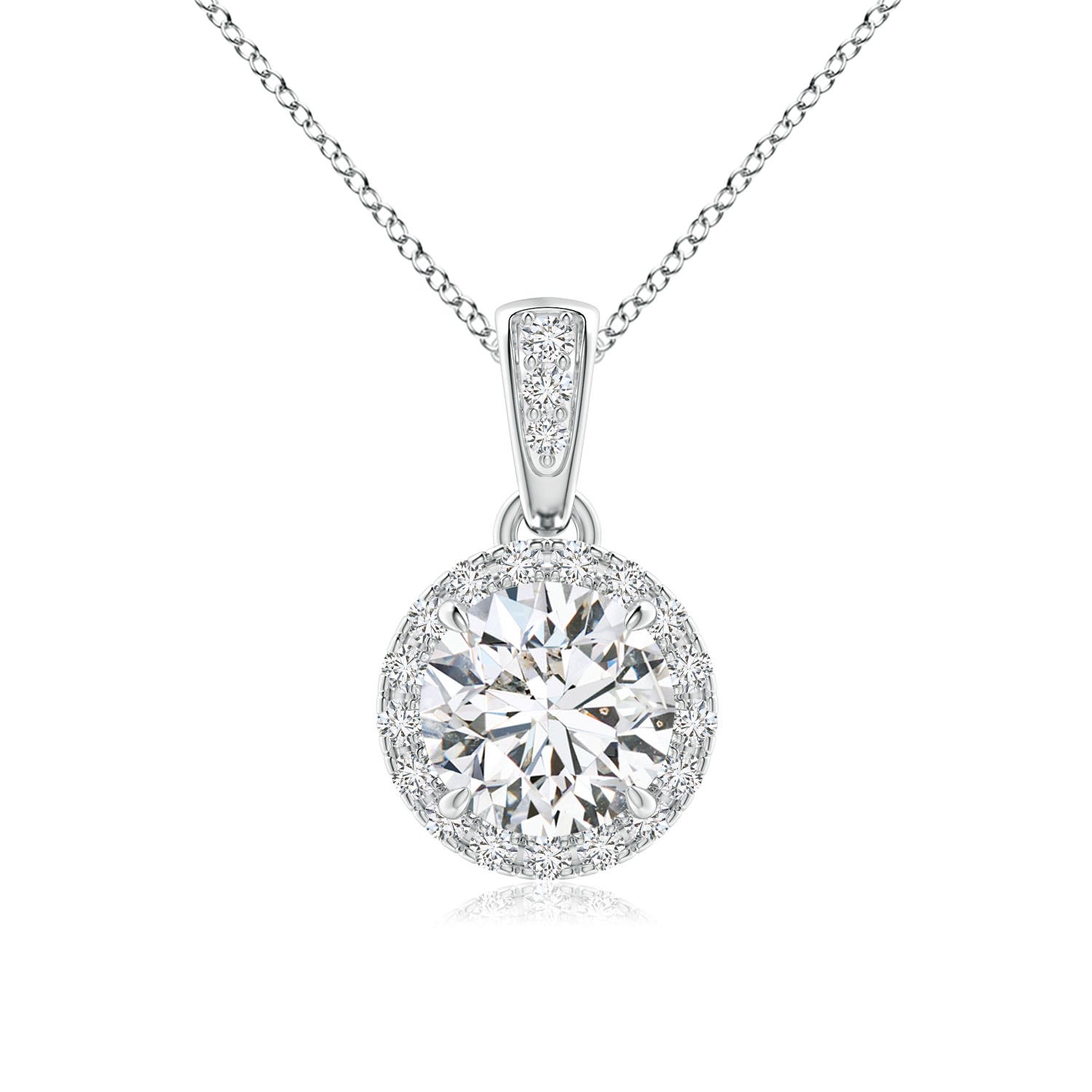 Claw Set Round Diamond Halo Pendant Angara
