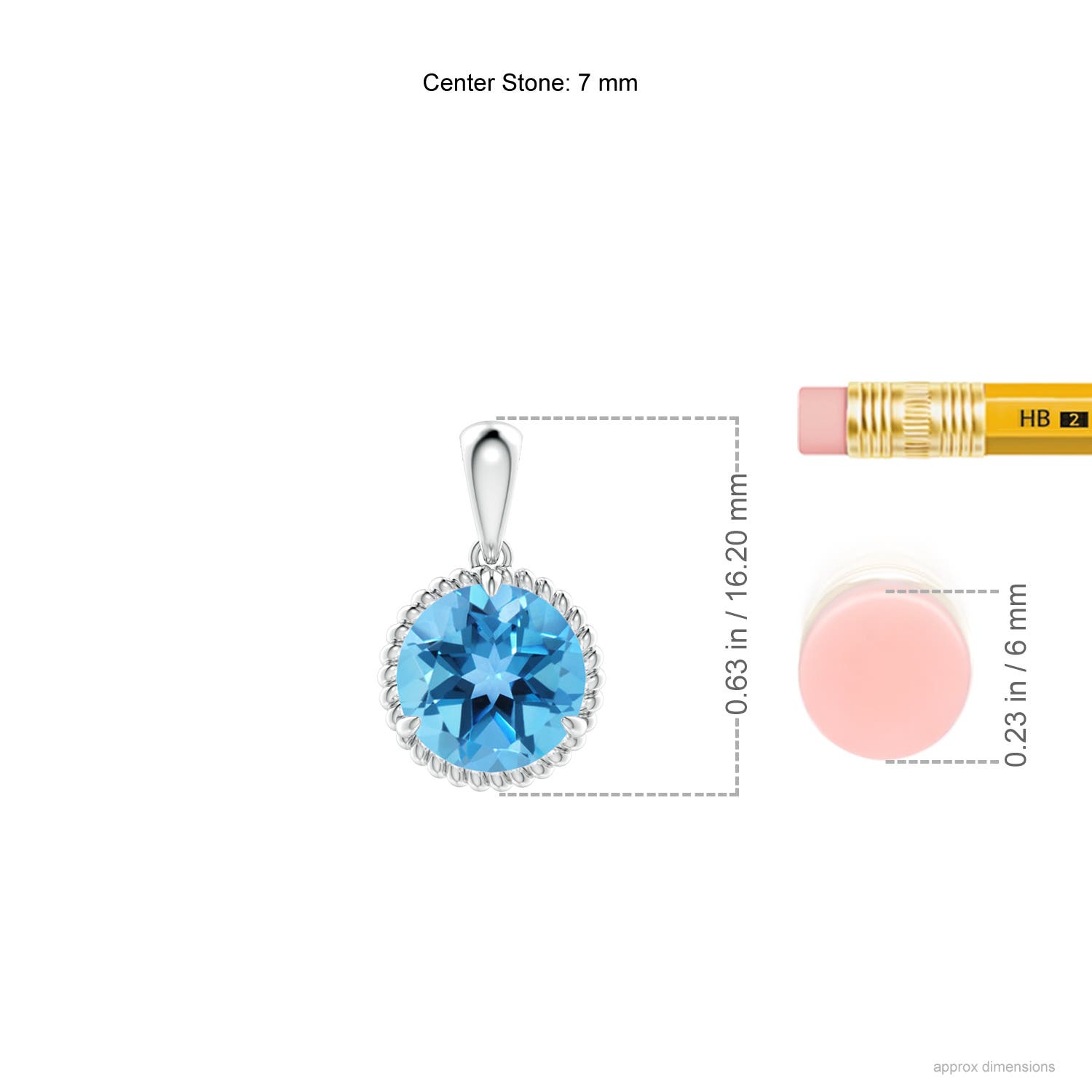 ANGARA 1.57 Ct Natural Swiss Blue Topaz Solitaire Pendant Necklace in Silver - Bild 12 von 24