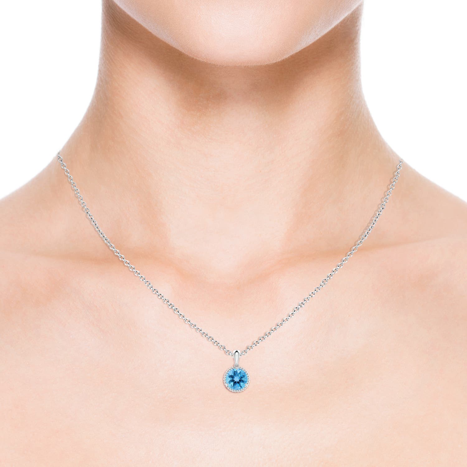 ANGARA 1.57 Ct Natural Swiss Blue Topaz Solitaire Pendant Necklace in Silver - Bild 13 von 24