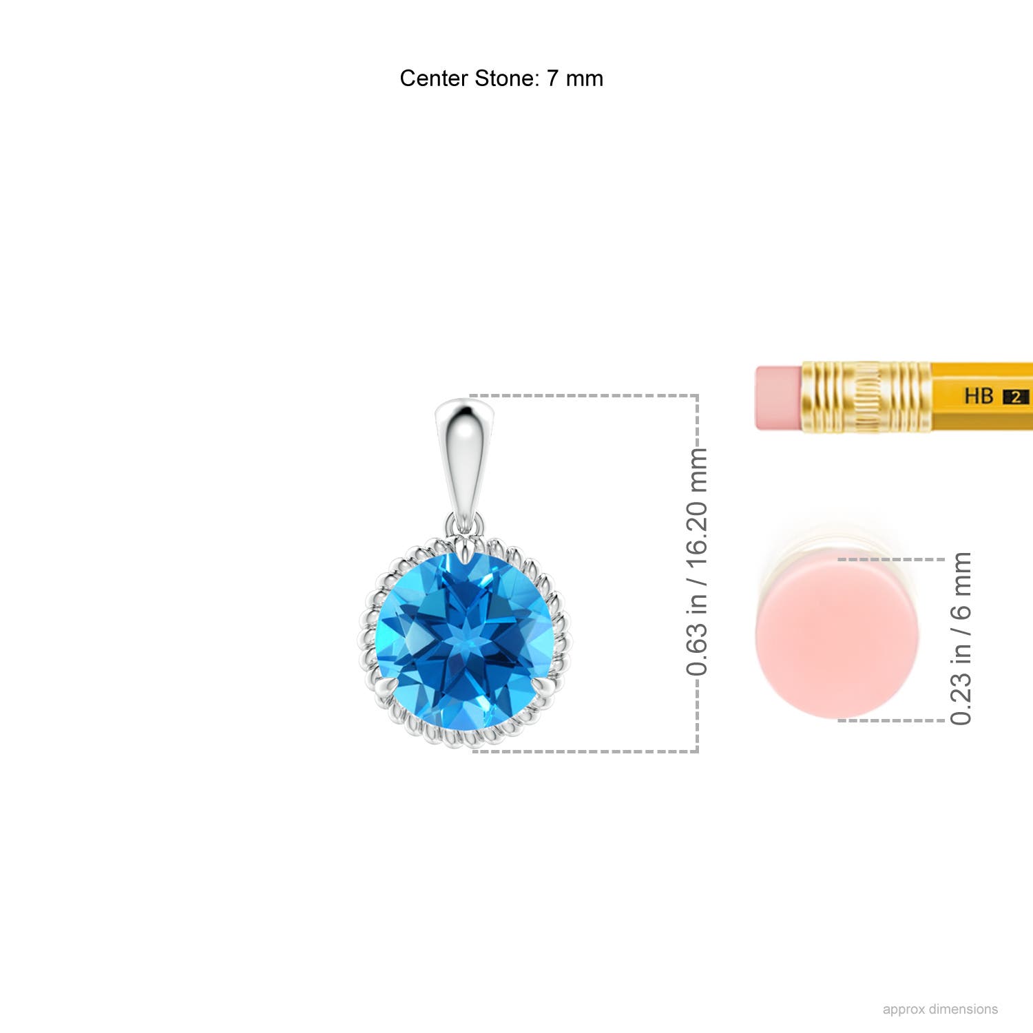 ANGARA 1.57 Ct Natural Swiss Blue Topaz Solitaire Pendant Necklace in Silver - Bild 22 von 24