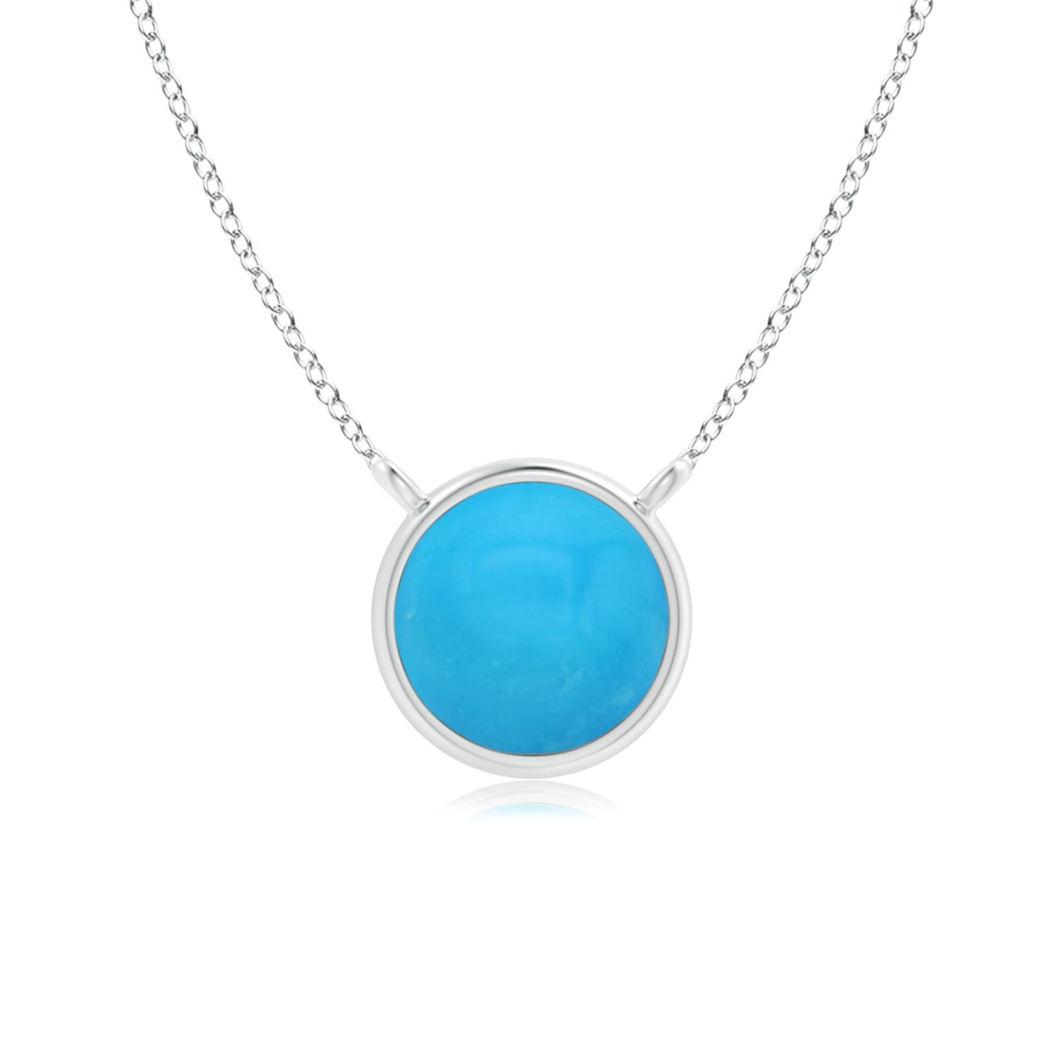Bezel-Set Round Turquoise Solitaire Necklace