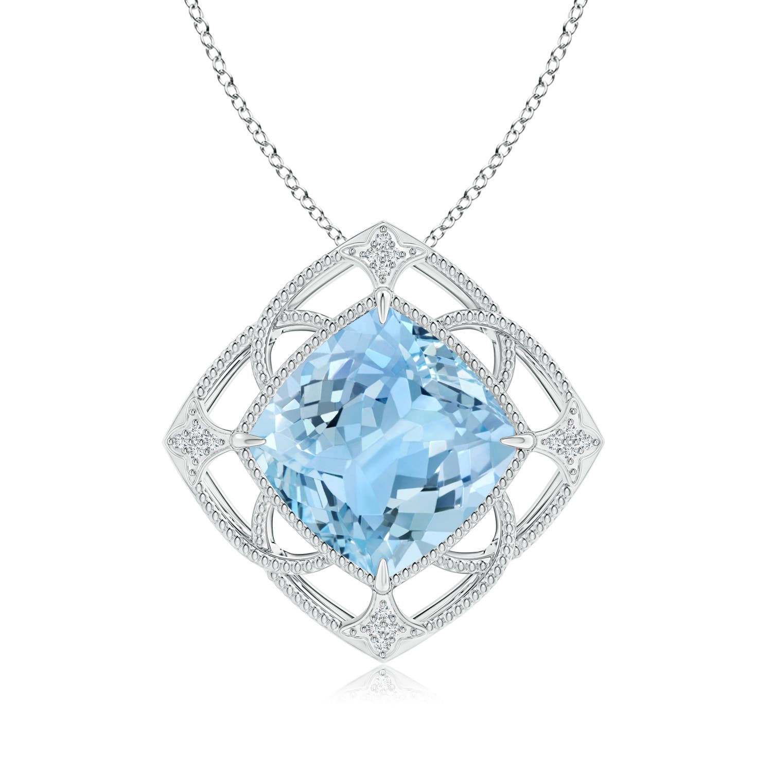 Claw-Set Aquamarine Fleur De Lis Pendant