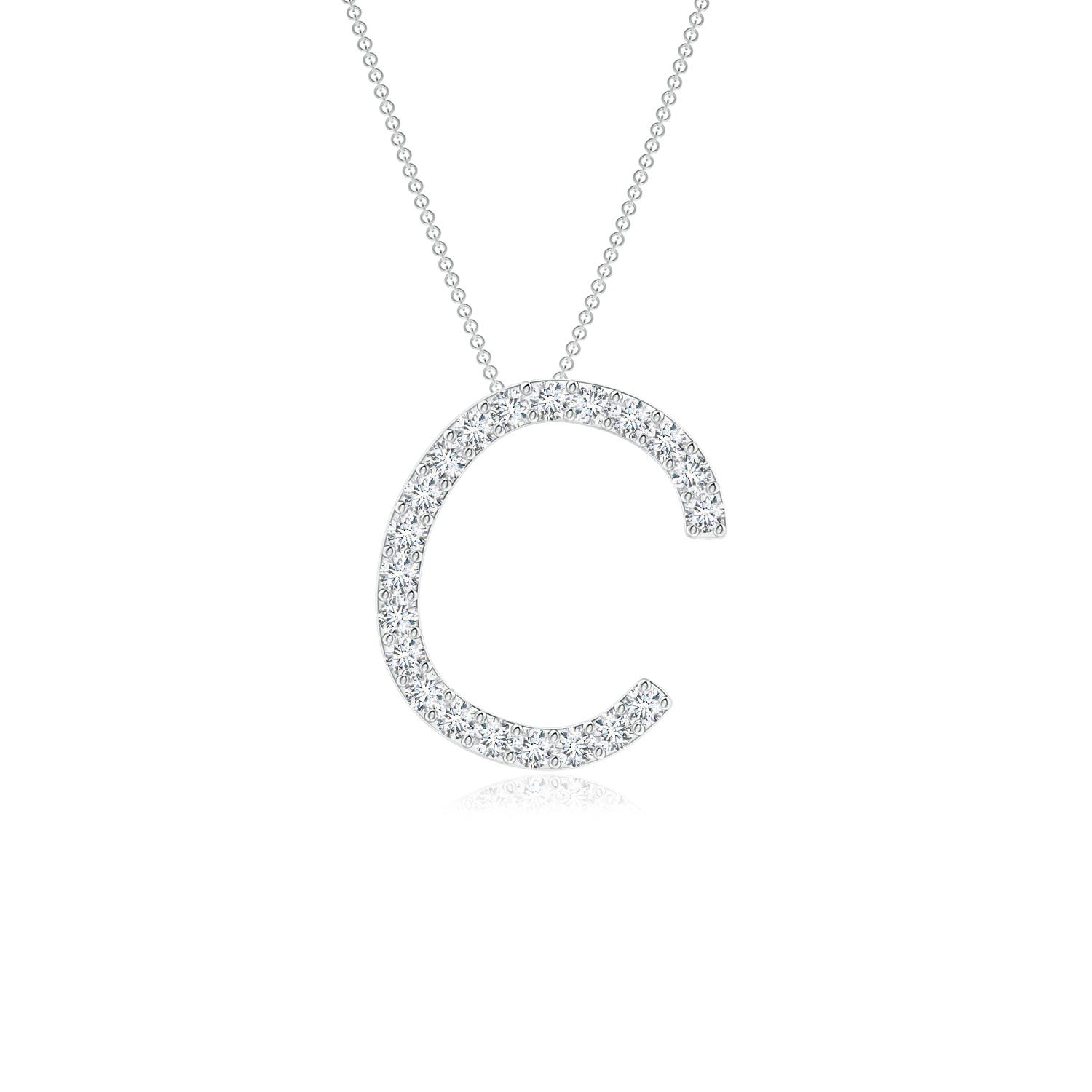 Prong-Set Diamond Capital C Initial Pendant