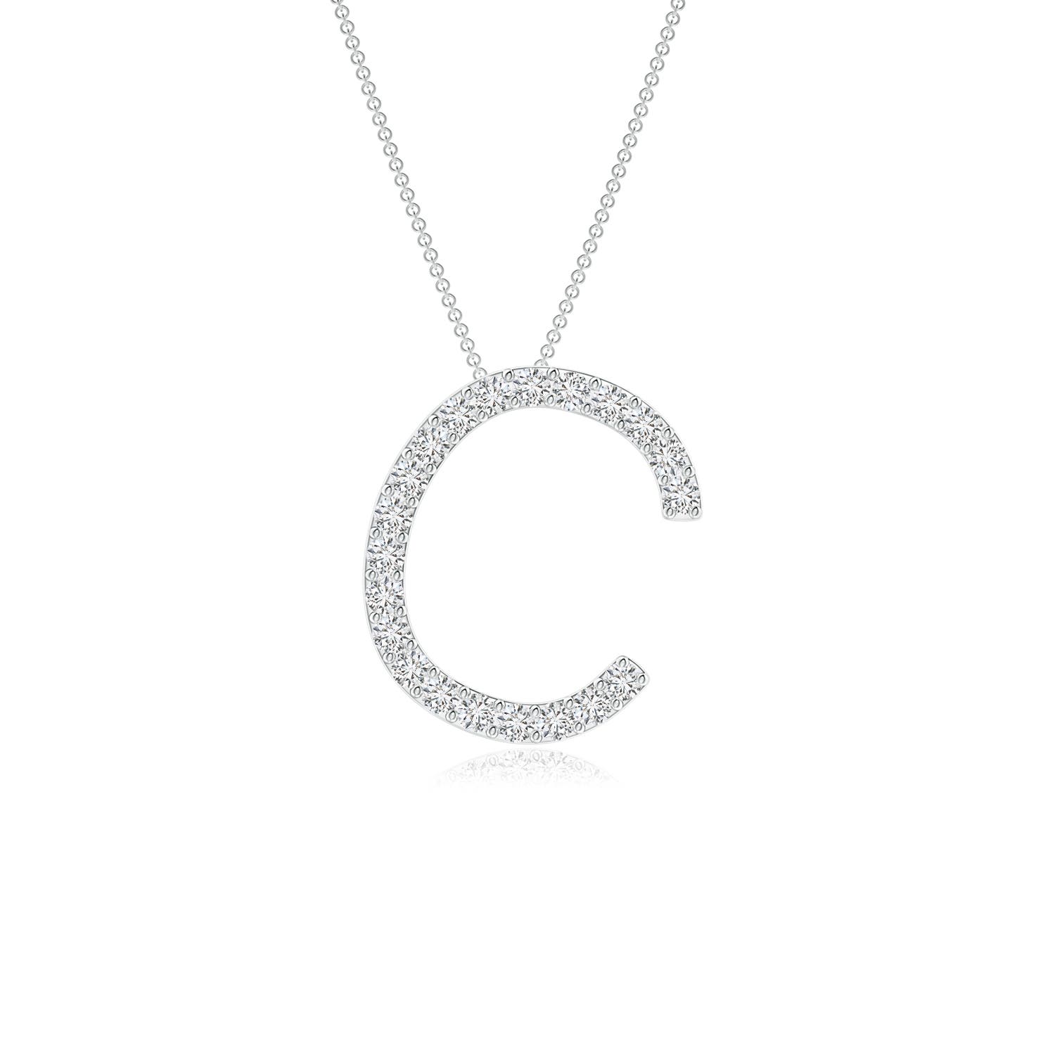 Prong-Set Diamond Capital C Initial Pendant