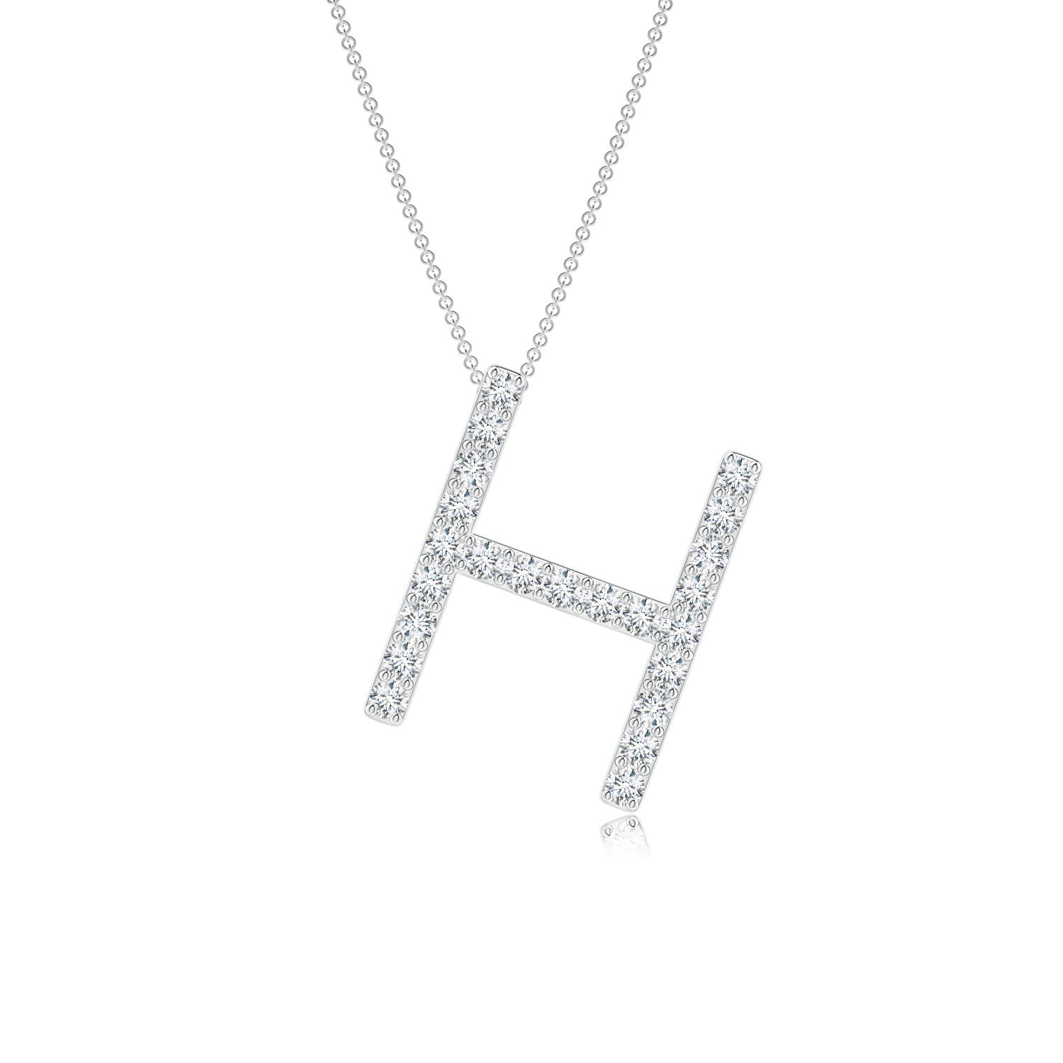 Prong-Set Diamond Capital H Initial Pendant