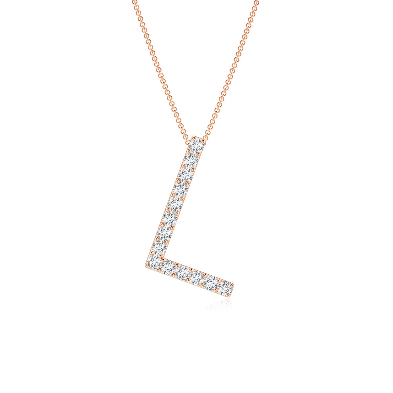 Prong-Set Diamond Capital L Initial Pendant