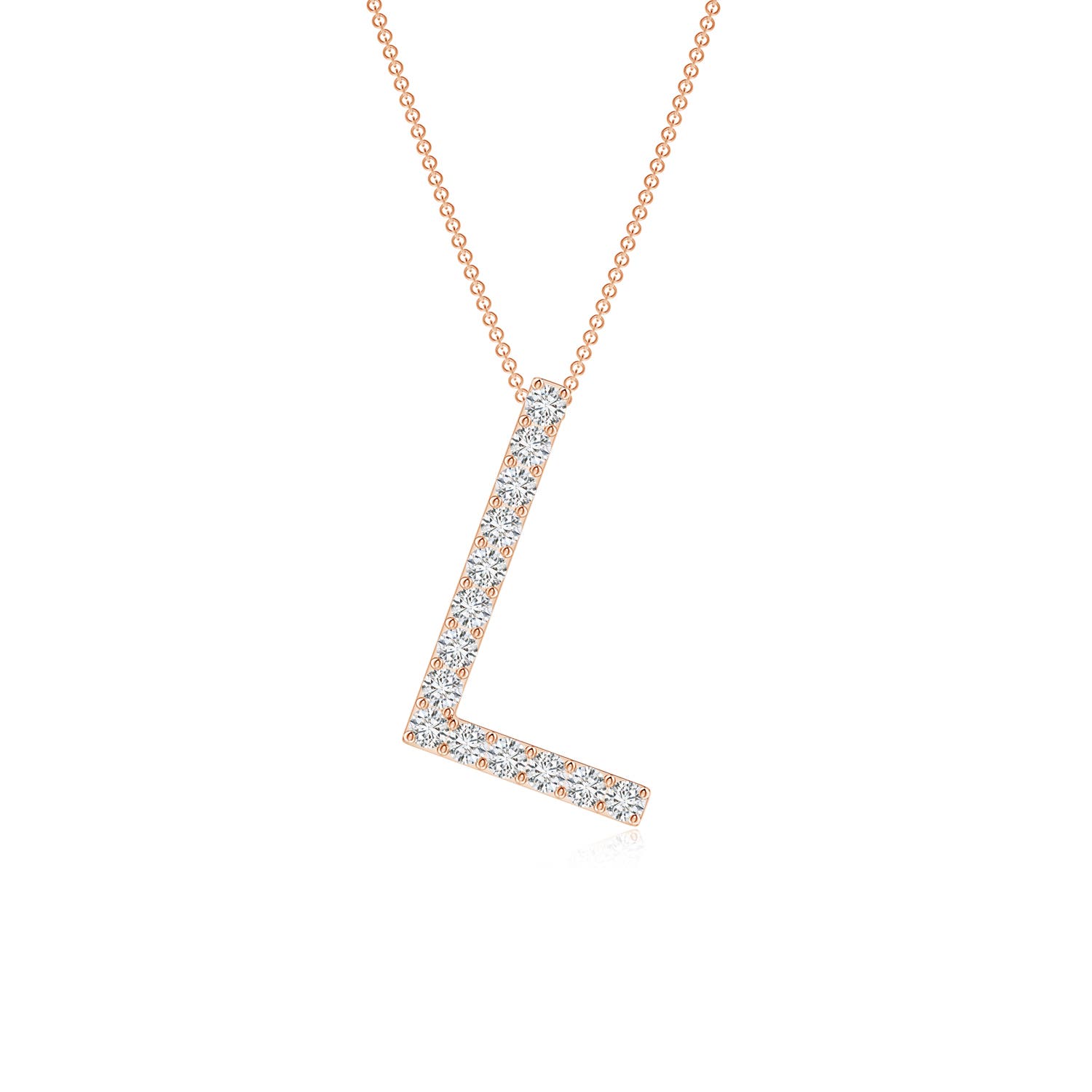 Prong-Set Diamond Capital L Initial Pendant