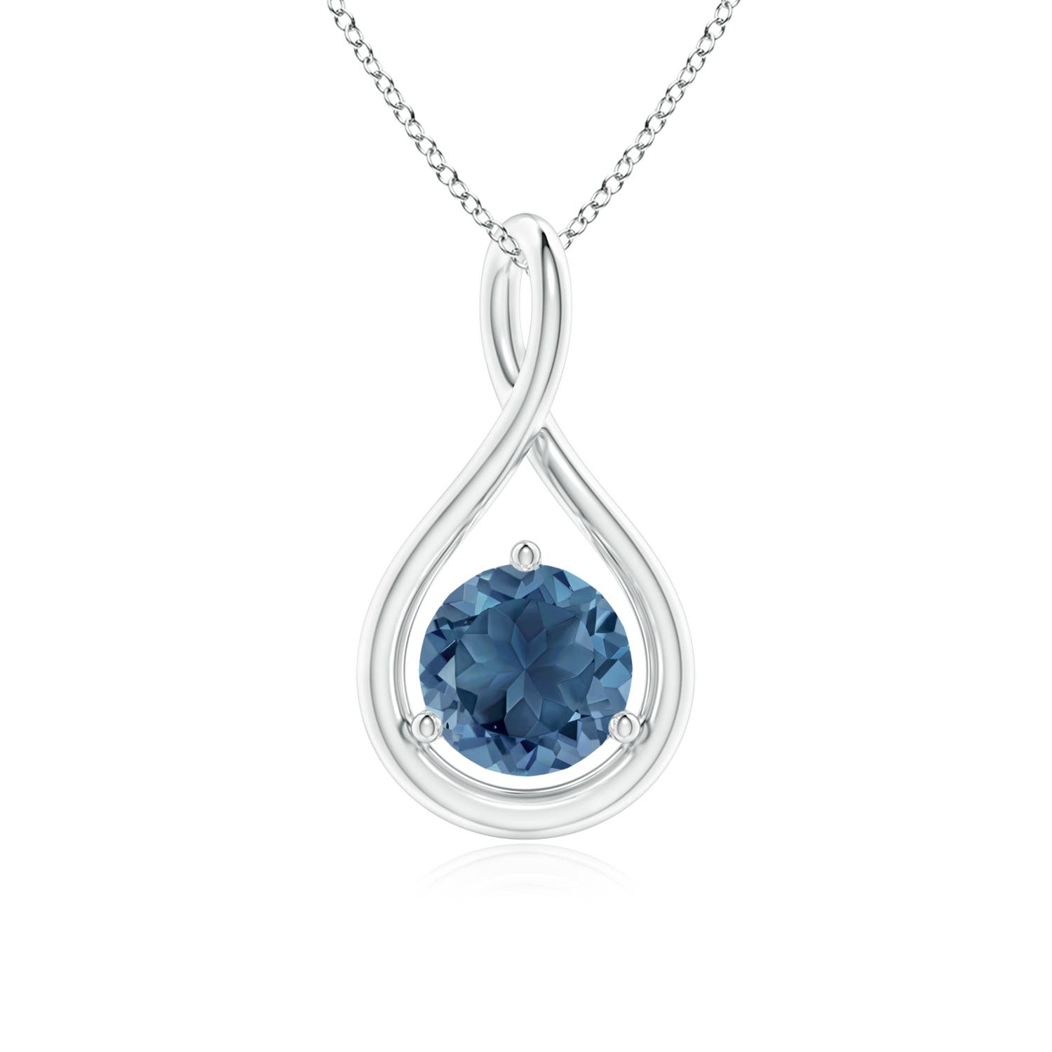 0.95 Ct London Blue Topaz Round Shape Pendant Necklace in Sterling Silver (A)