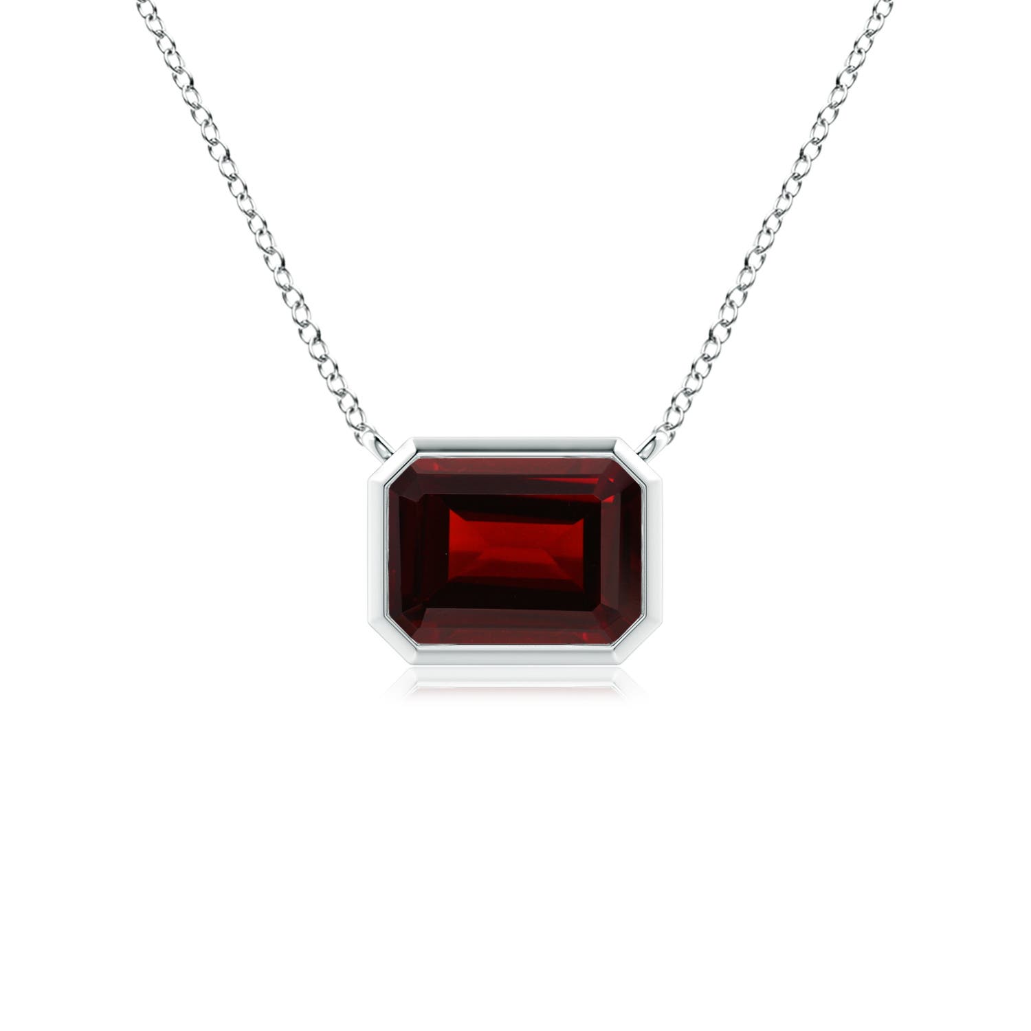Emerald-Cut Garnet Pendant Necklace 