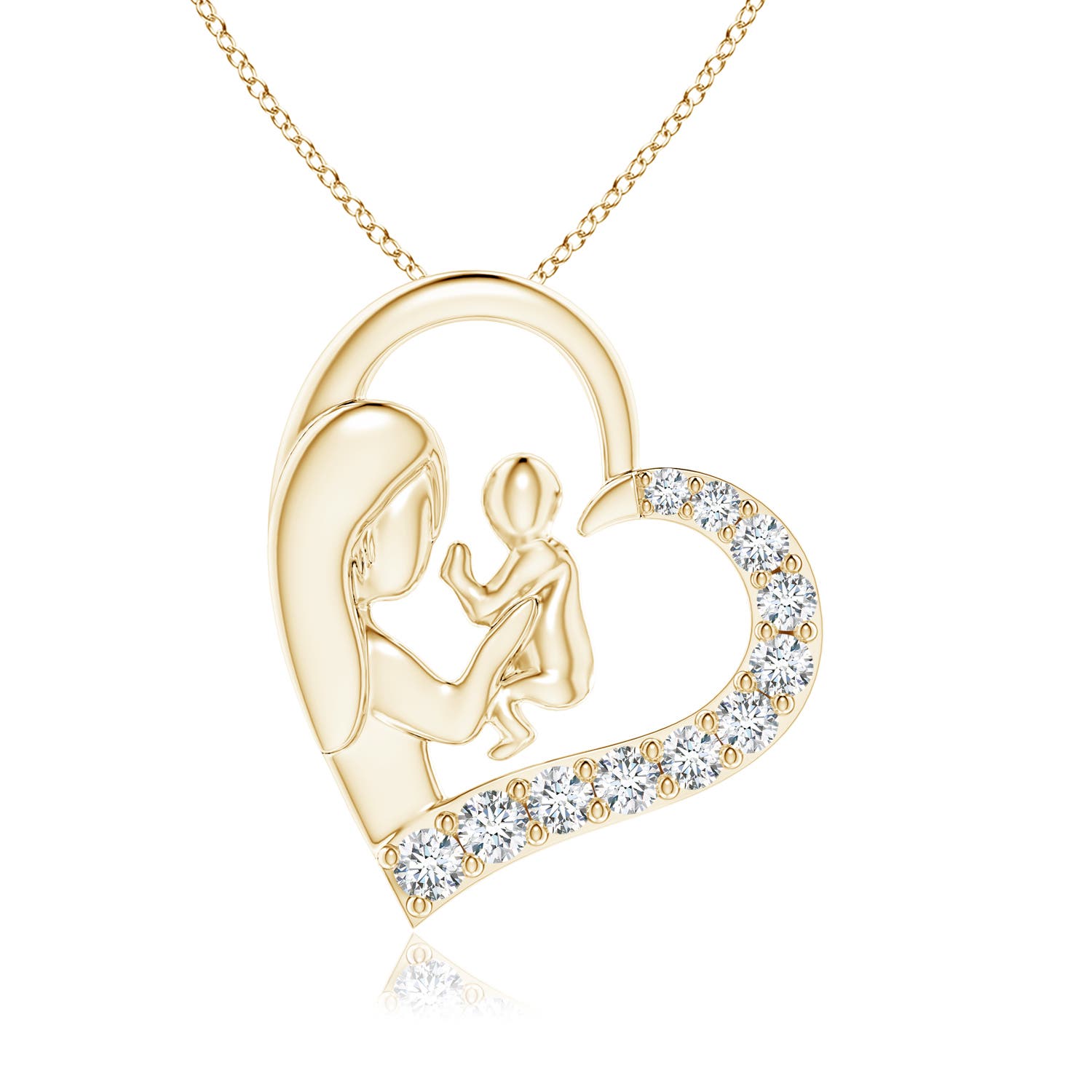 Diamond Heart Mother \u0026 Baby Pendant 