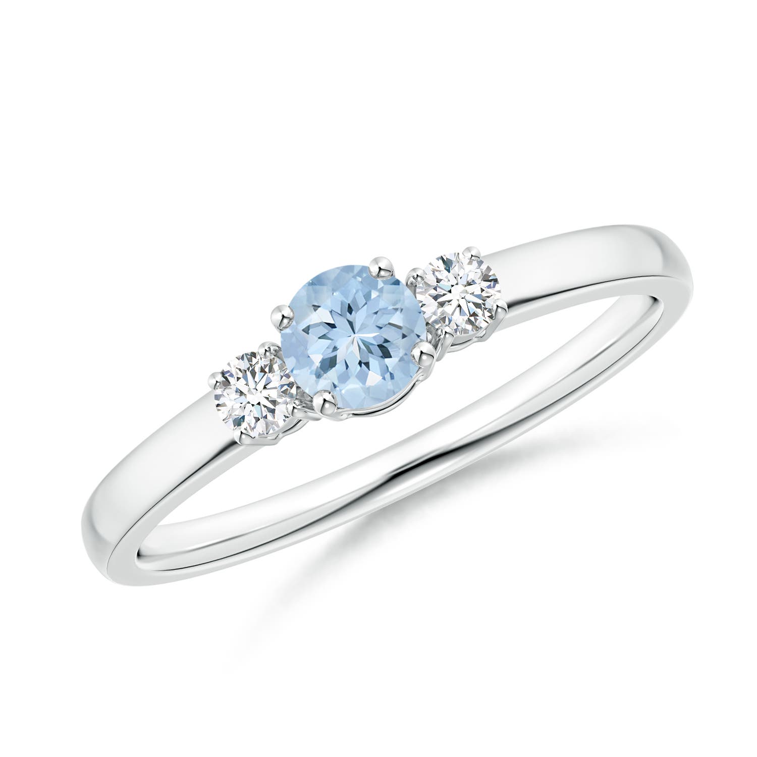 ANGARA Aquamarine and Diamond Three Stone Engagement Ring in