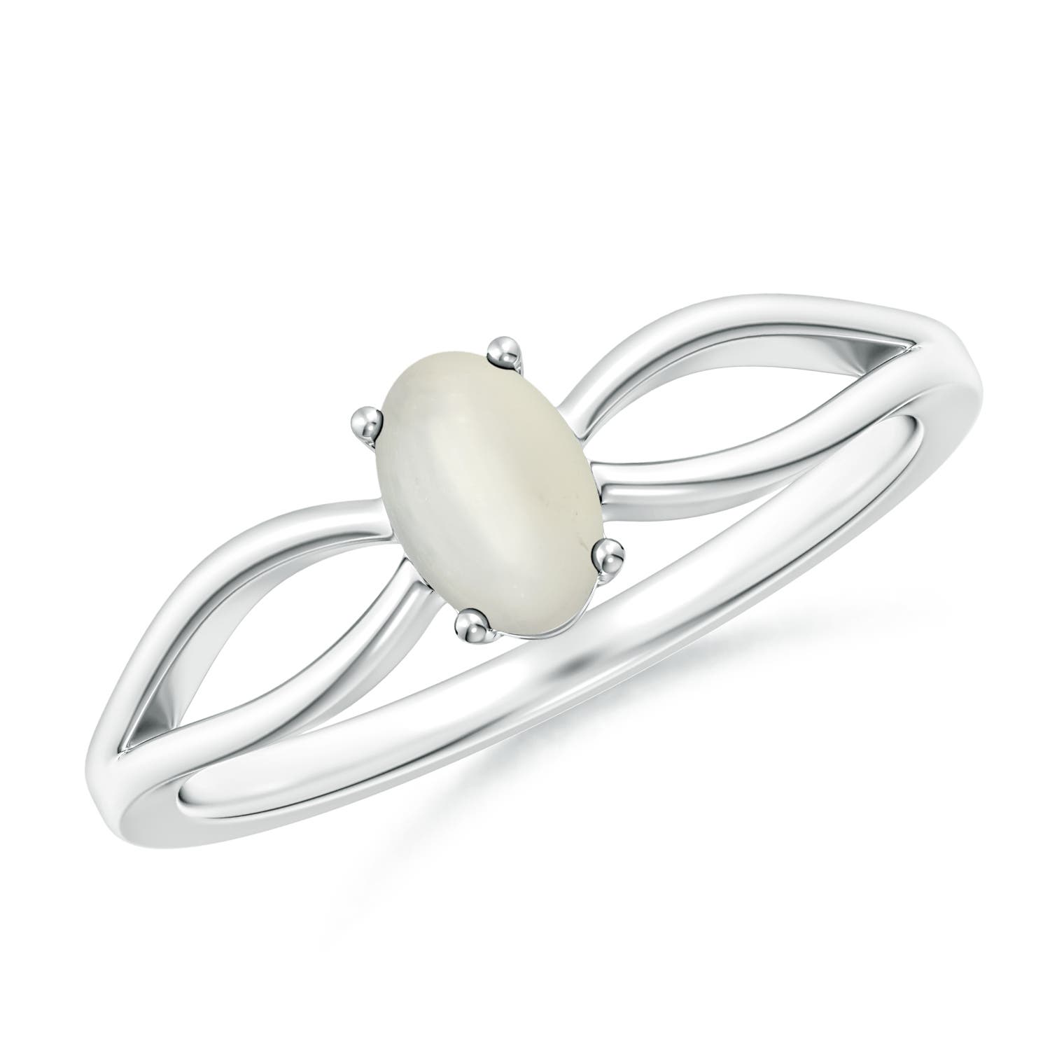 Prong-Set Solitaire Moonstone Split Shank Ring