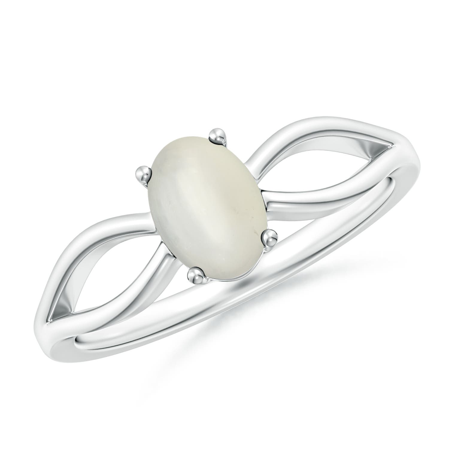 Prong-Set Solitaire Moonstone Split Shank Ring