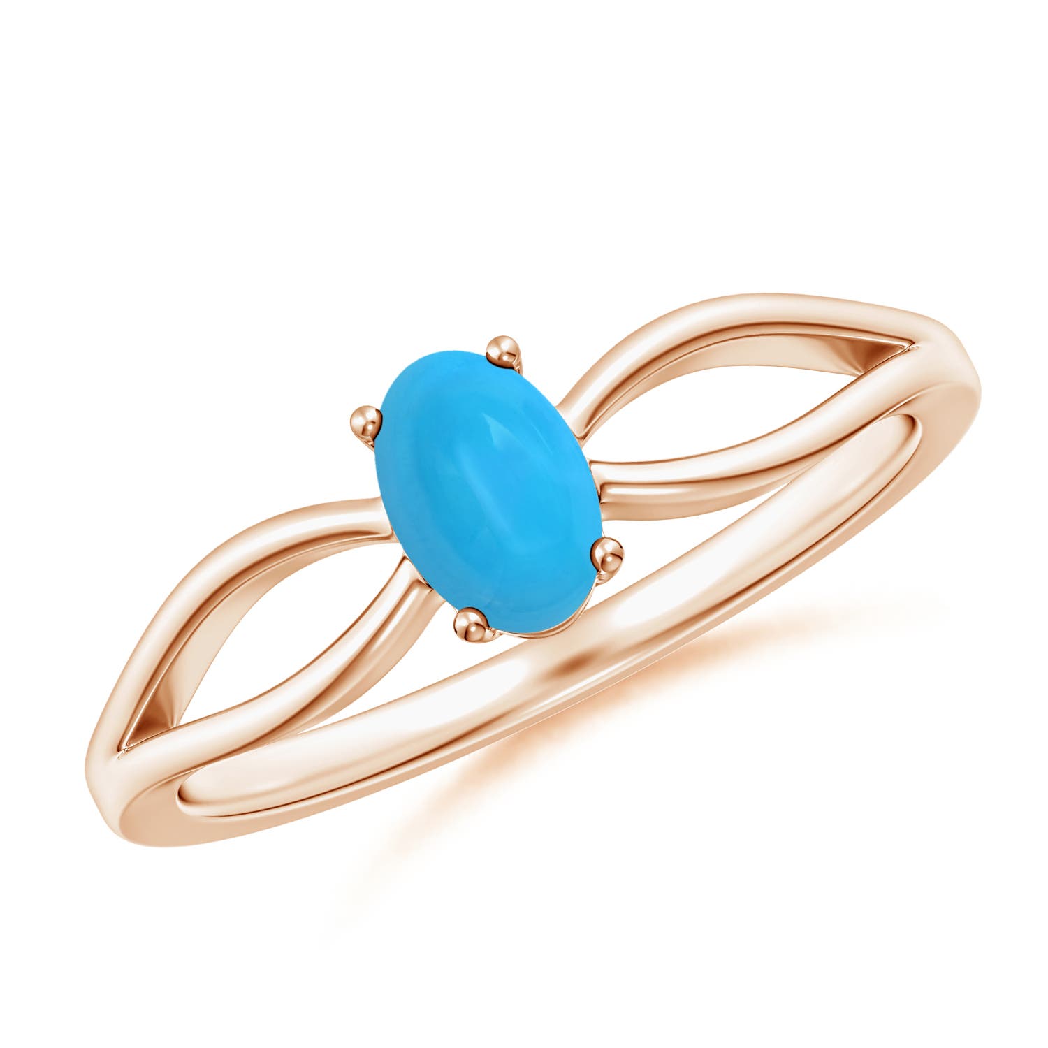 Prong-Set Solitaire Turquoise Split Shank Ring