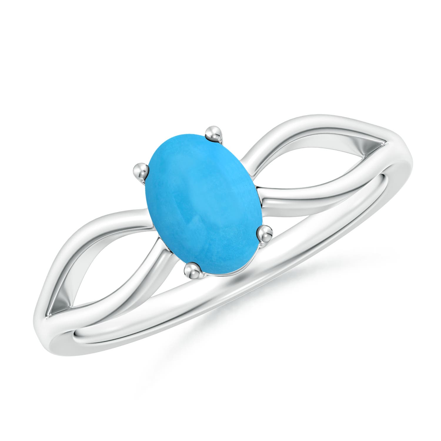 Prong-Set Solitaire Turquoise Split Shank Ring