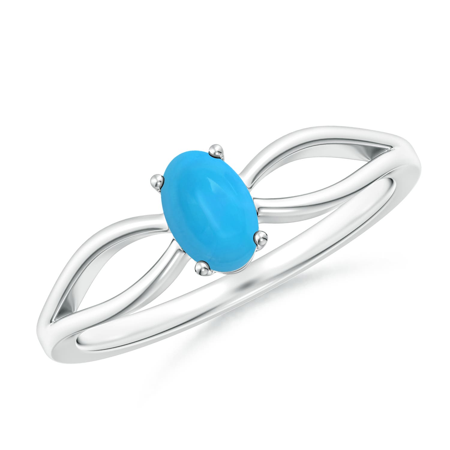 Prong-Set Solitaire Turquoise Split Shank Ring