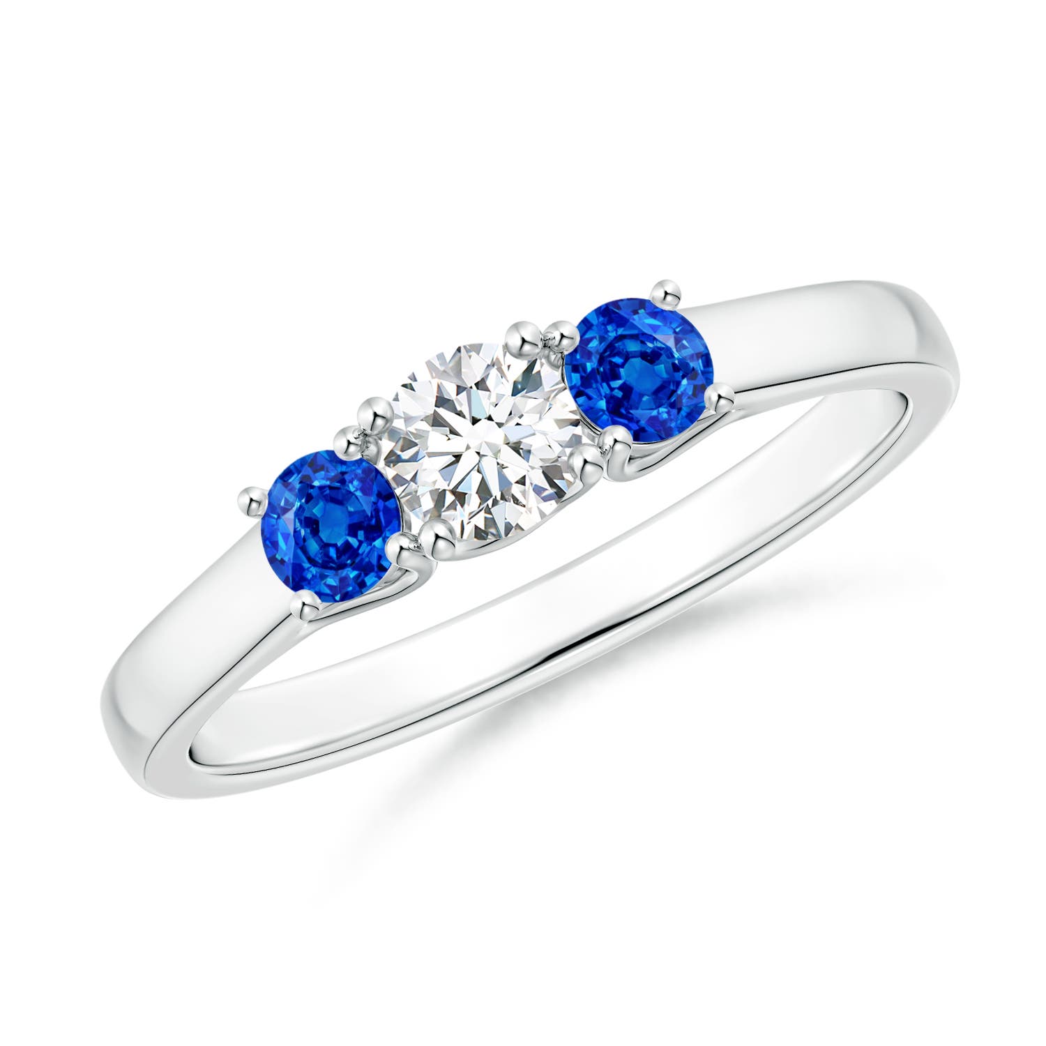 ANGARA Natural Diamond and Sapphire Three Stone Ring in Silver (4mm) - Picture 24 of 29