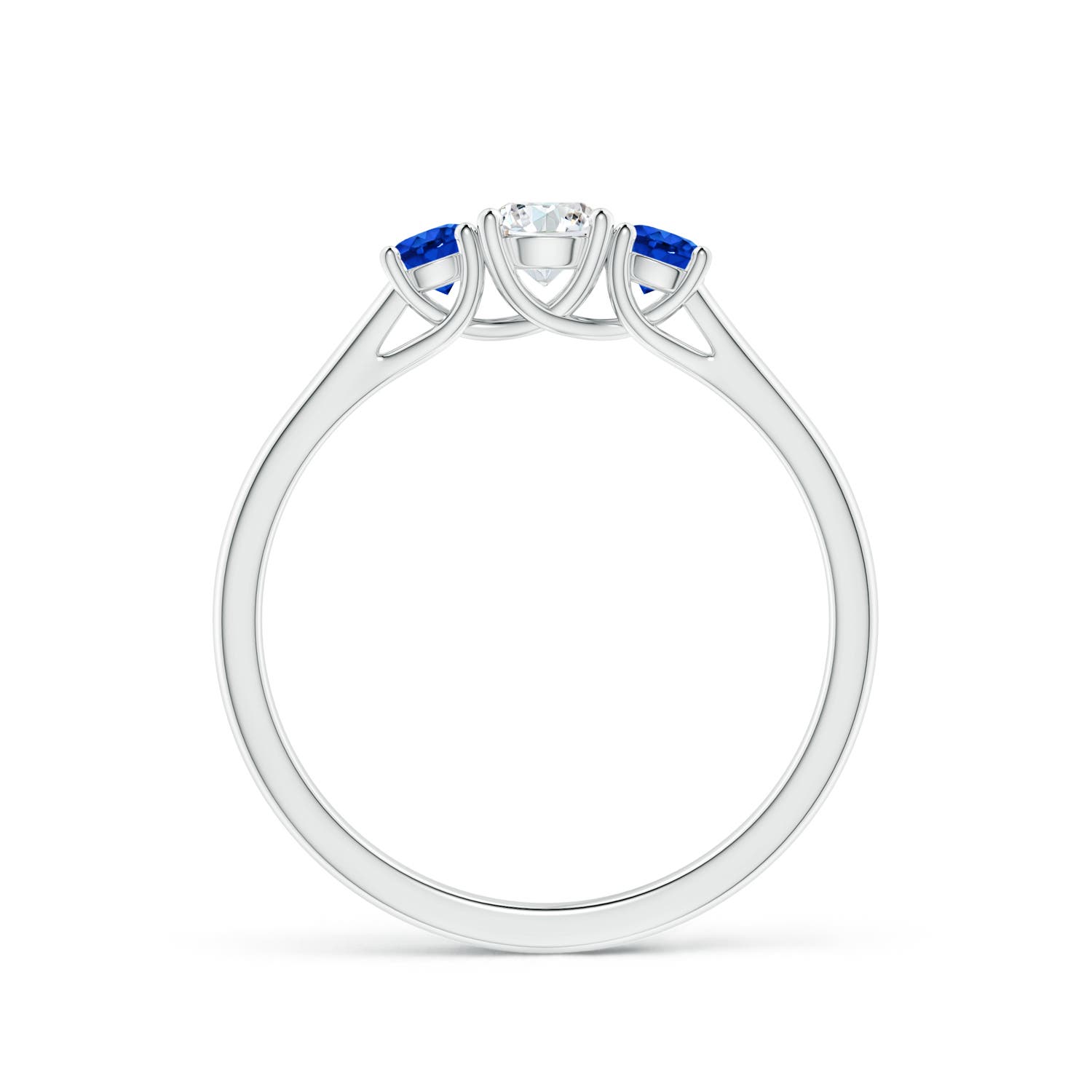 ANGARA Natural Diamond and Sapphire Three Stone Ring in Silver (4mm) - Picture 25 of 29