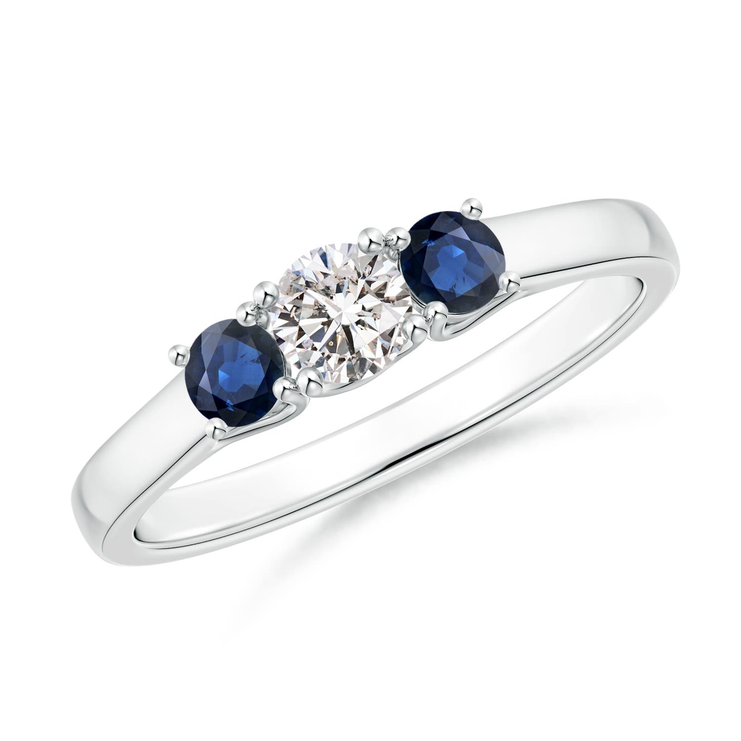 ANGARA Natural Diamond and Sapphire Three Stone Ring in Silver (4mm) - Picture 12 of 29