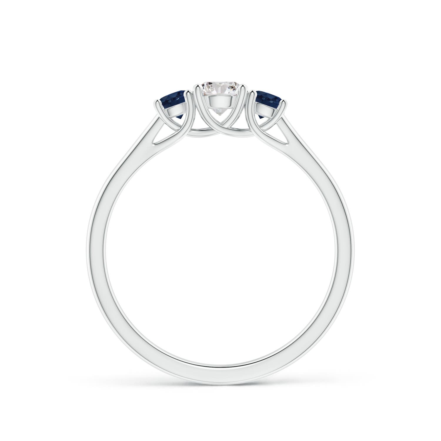 ANGARA Natural Diamond and Sapphire Three Stone Ring in Silver (4mm) - Picture 13 of 29