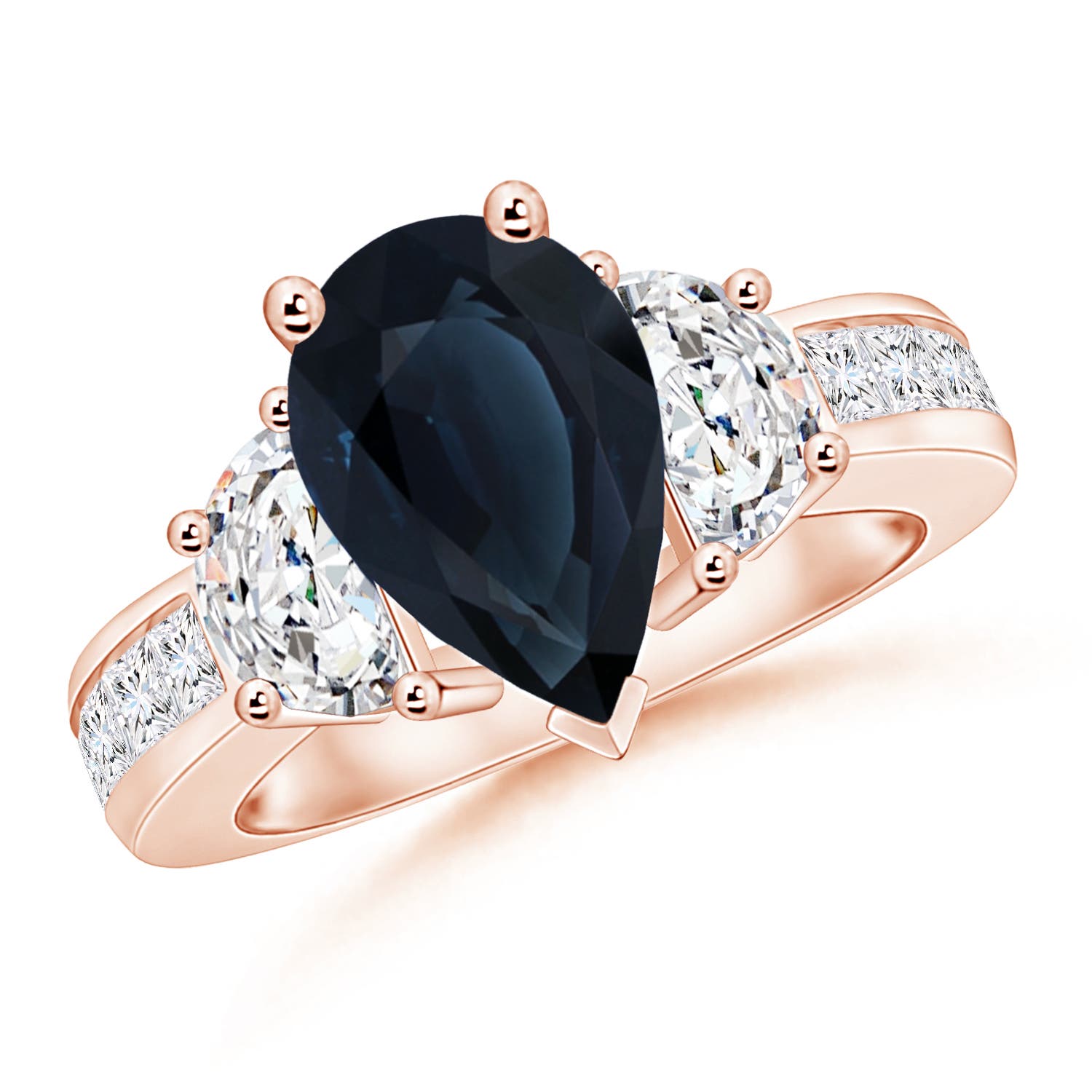 GIA Certified Pear-Shaped Sapphire Three Stone Ring