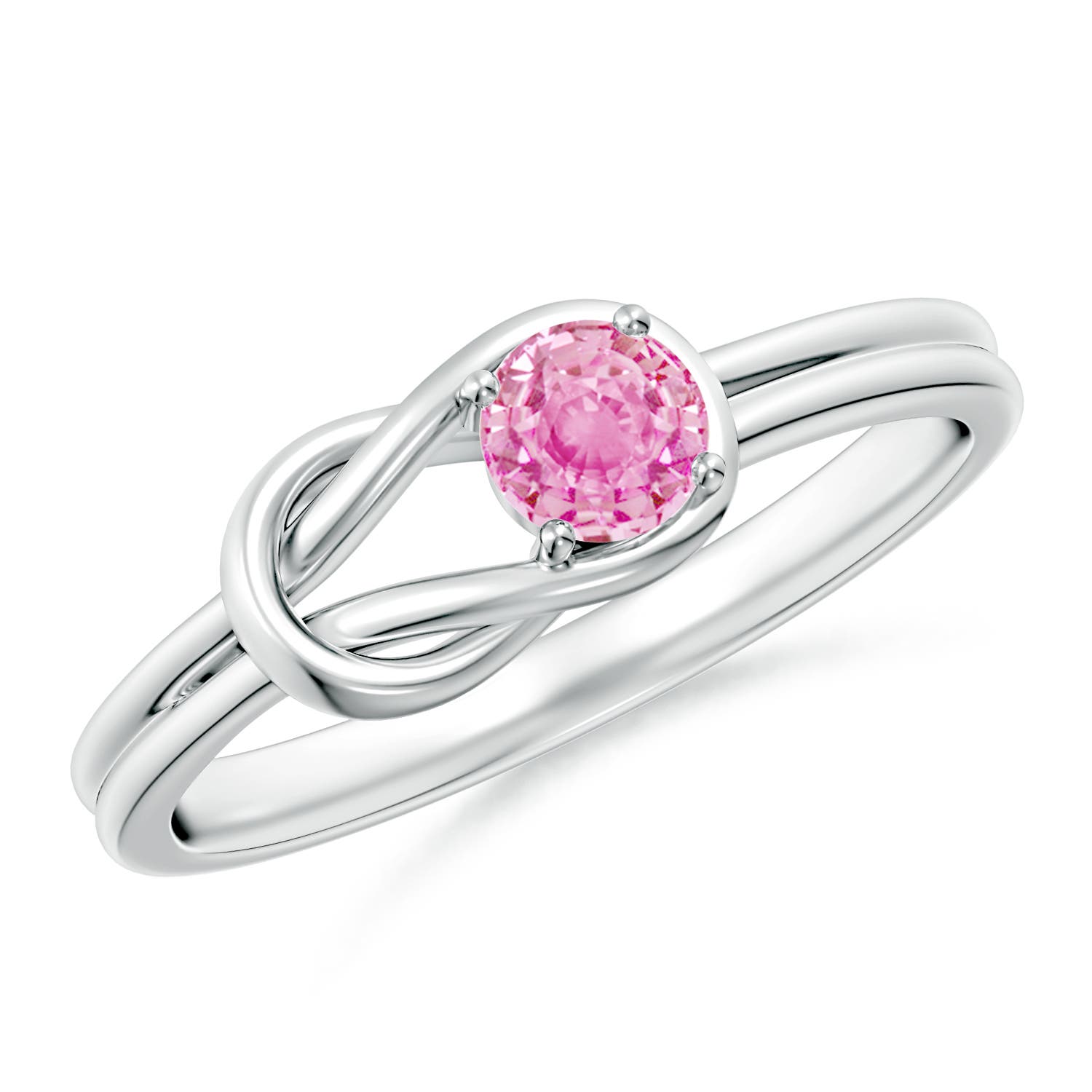 ANGARA Pink Sapphire Solitaire Infinity Knot Ring in Sterling Silver (4mm) - Picture 7 of 30