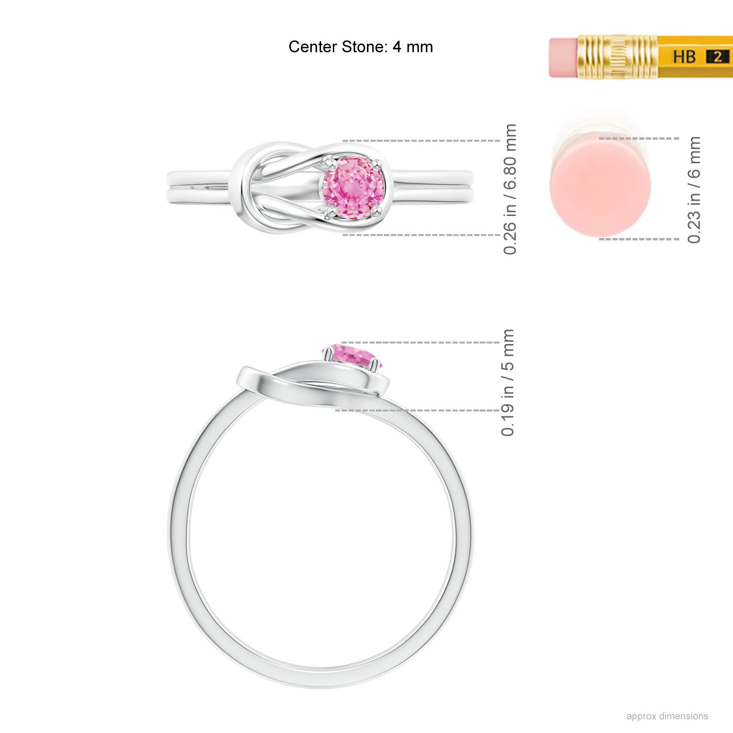ANGARA Pink Sapphire Solitaire Infinity Knot Ring in Sterling Silver (4mm) - Picture 11 of 30